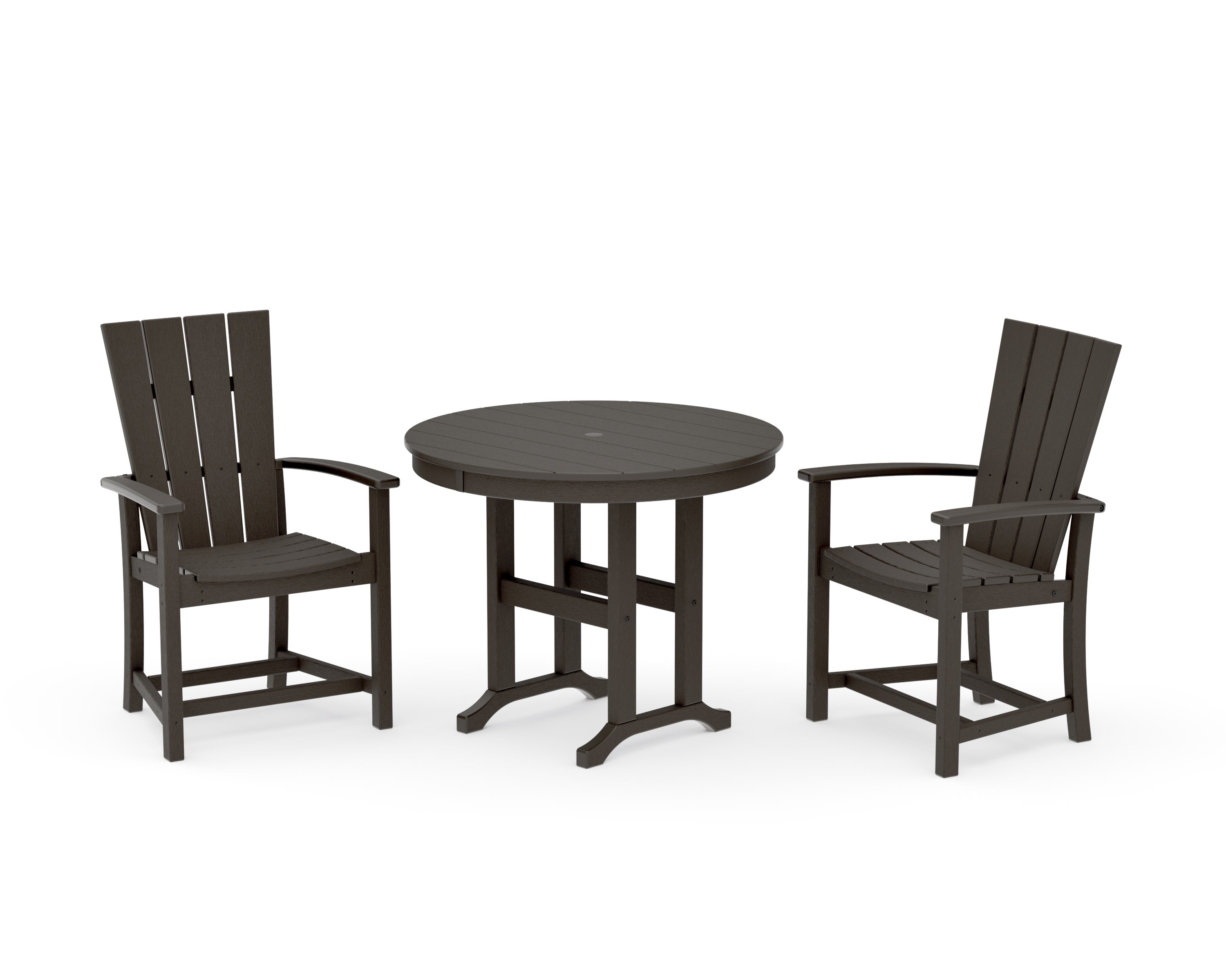 Quattro 3-Piece Round Farmhouse Dining Set in Vintage Coffee