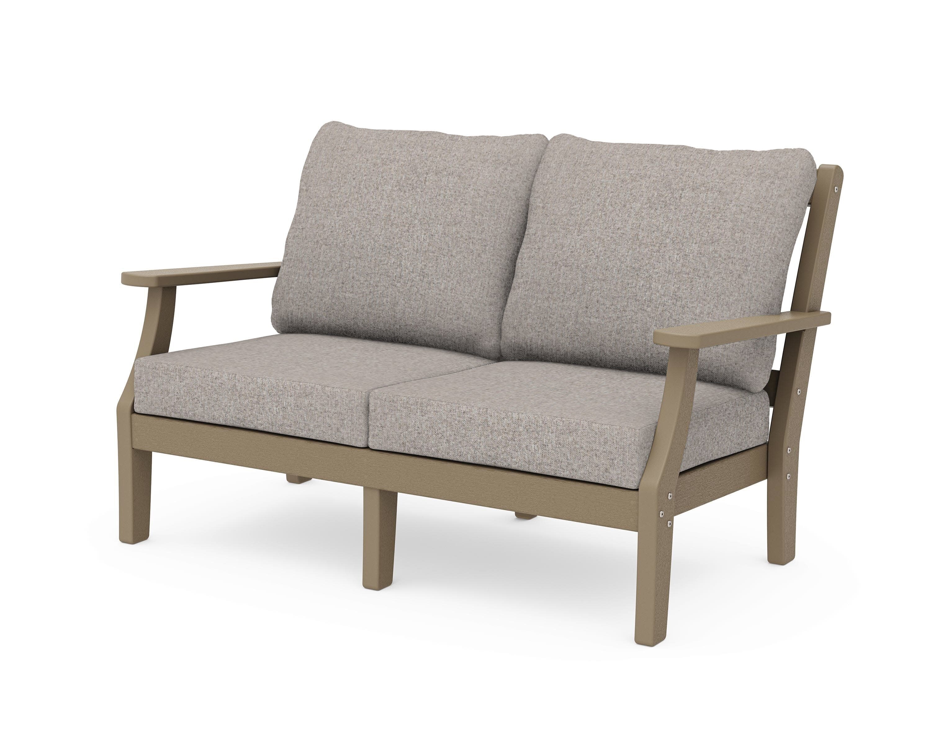 Chinoiserie Deep Seating Loveseat in Vintage Sahara / Weathered Tweed
