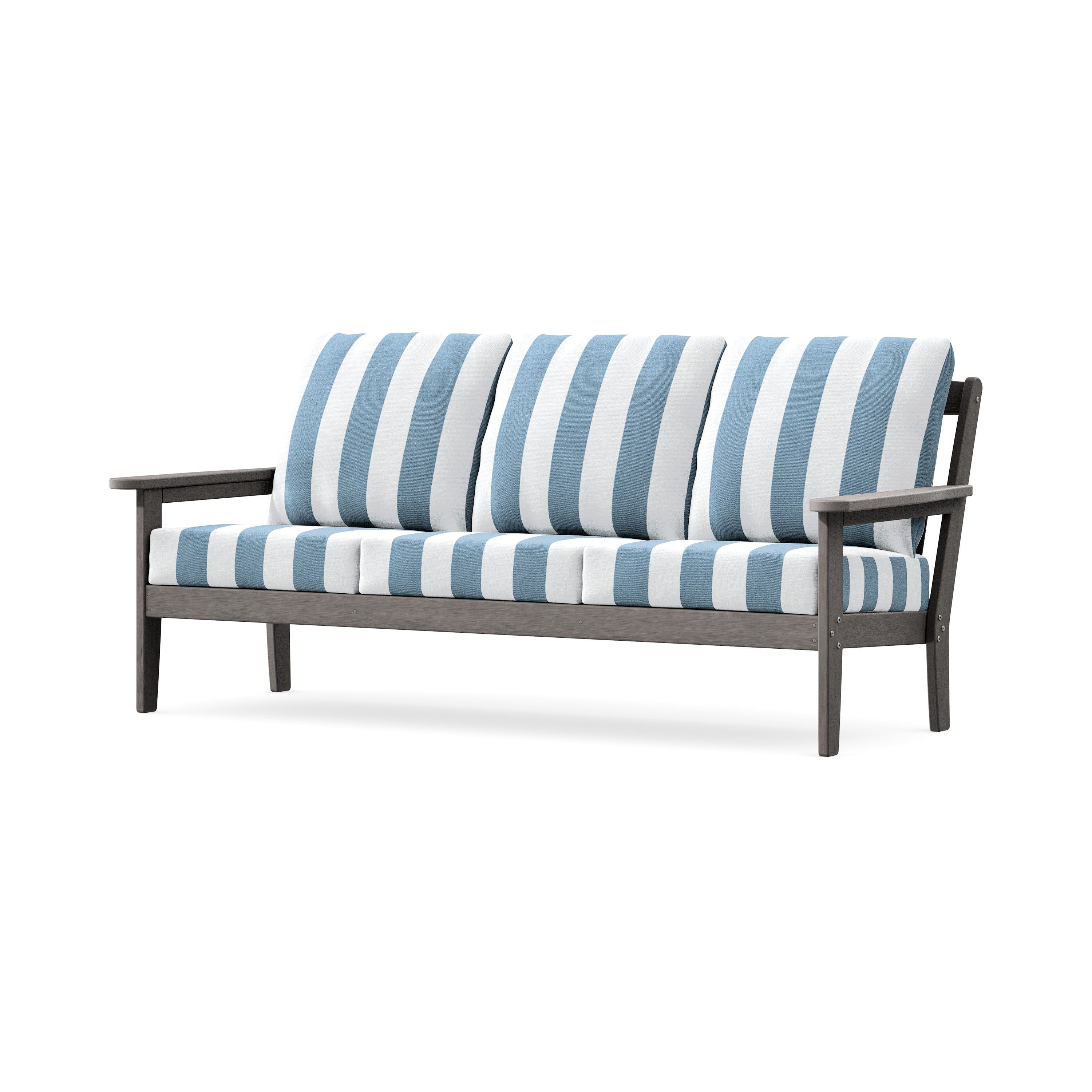 Cottage Deep Seating Sofa in Driftwood / Cabana Stripe Sky Blue