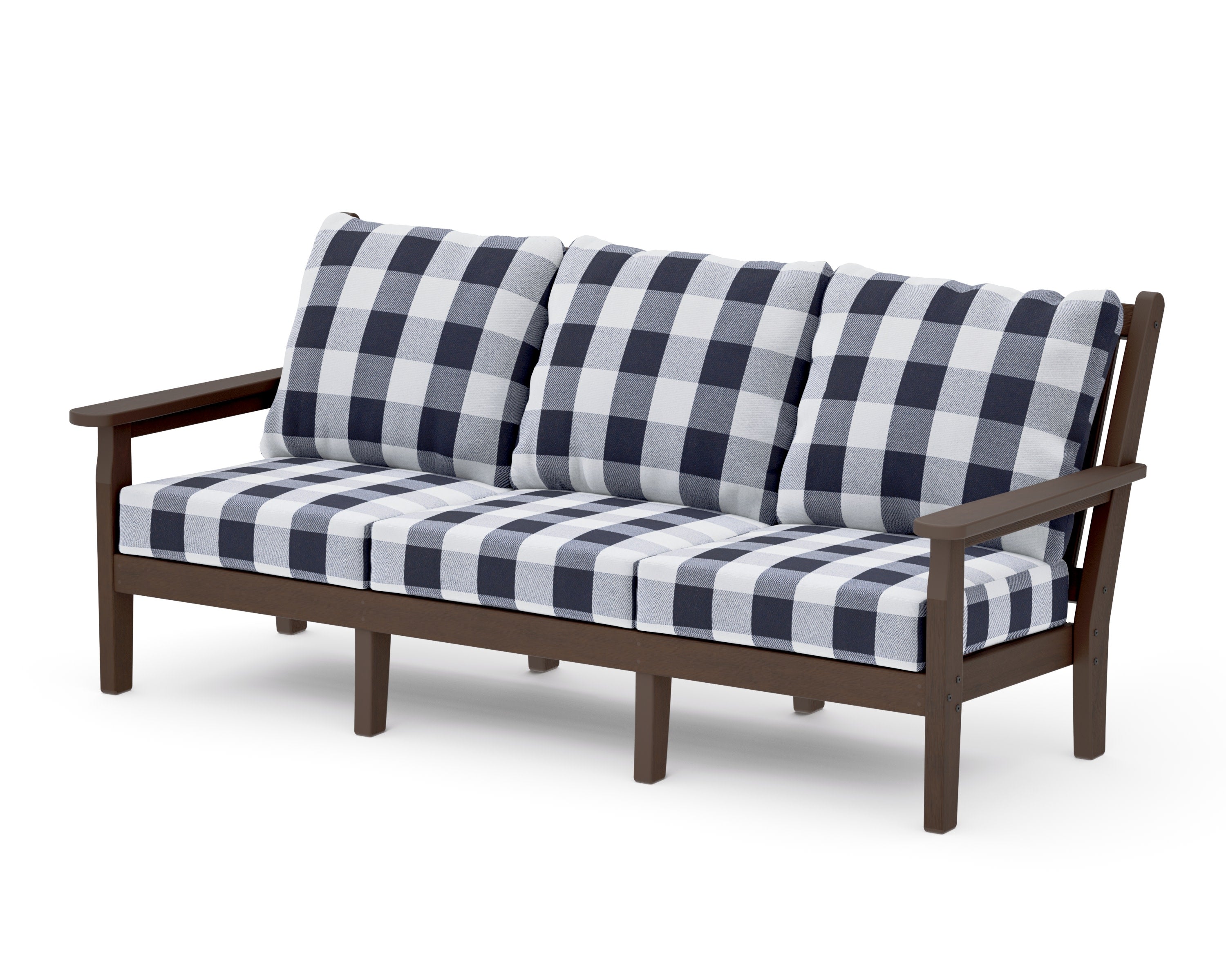 Chippendale Deep Seating Sofa in Kona / Buffalo Plaid Navy