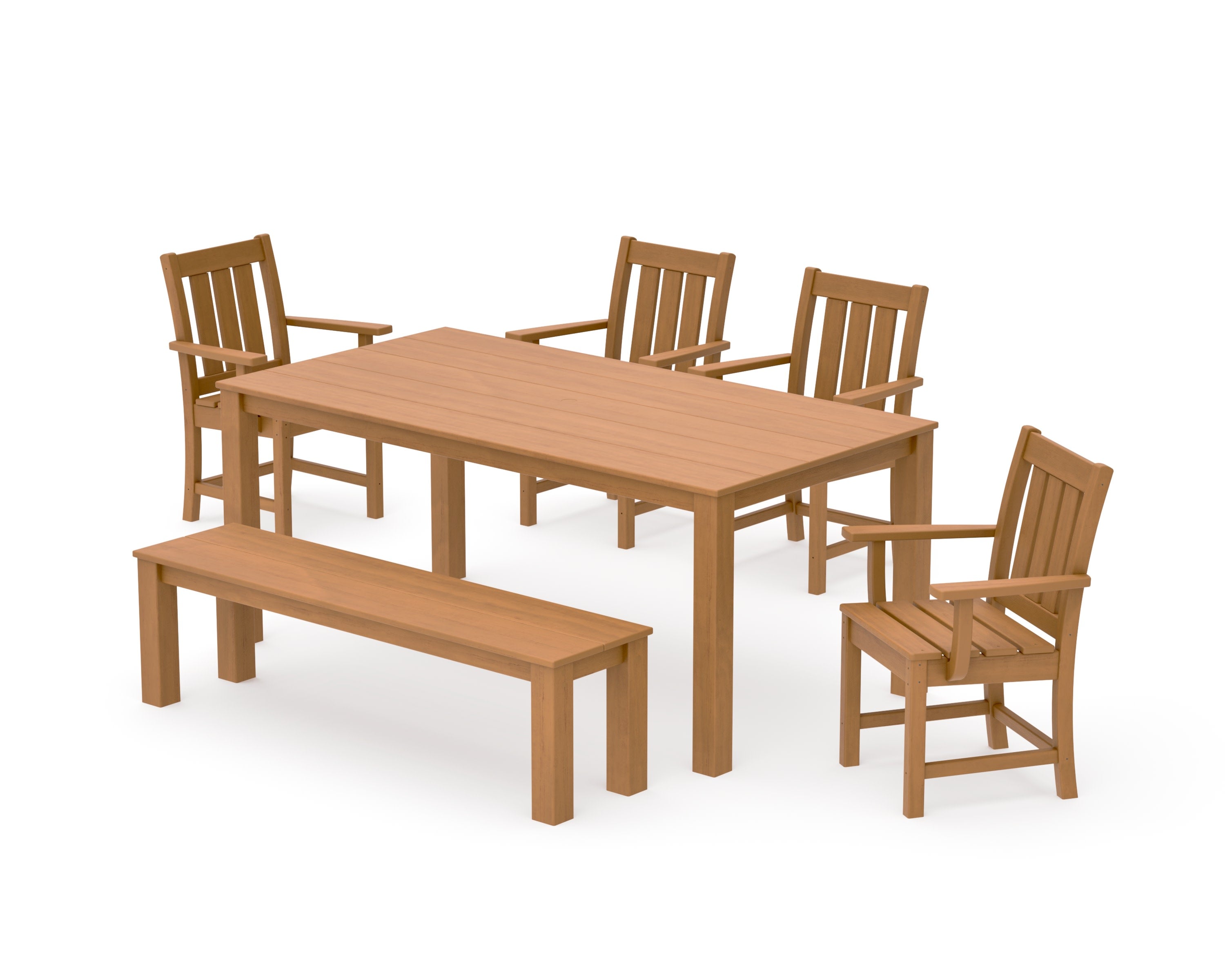 Oxford 6-Piece Parsons Dining Set with Bench in Natural