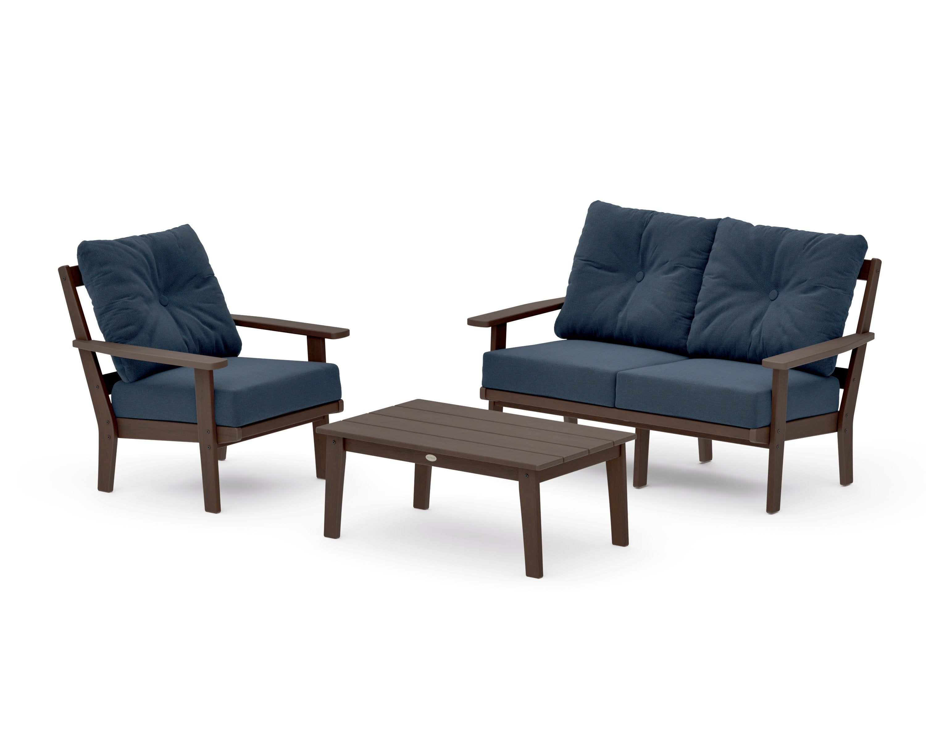 Prairie 3-Piece Deep Seating Set with Loveseat in Kona / Marine Indigo