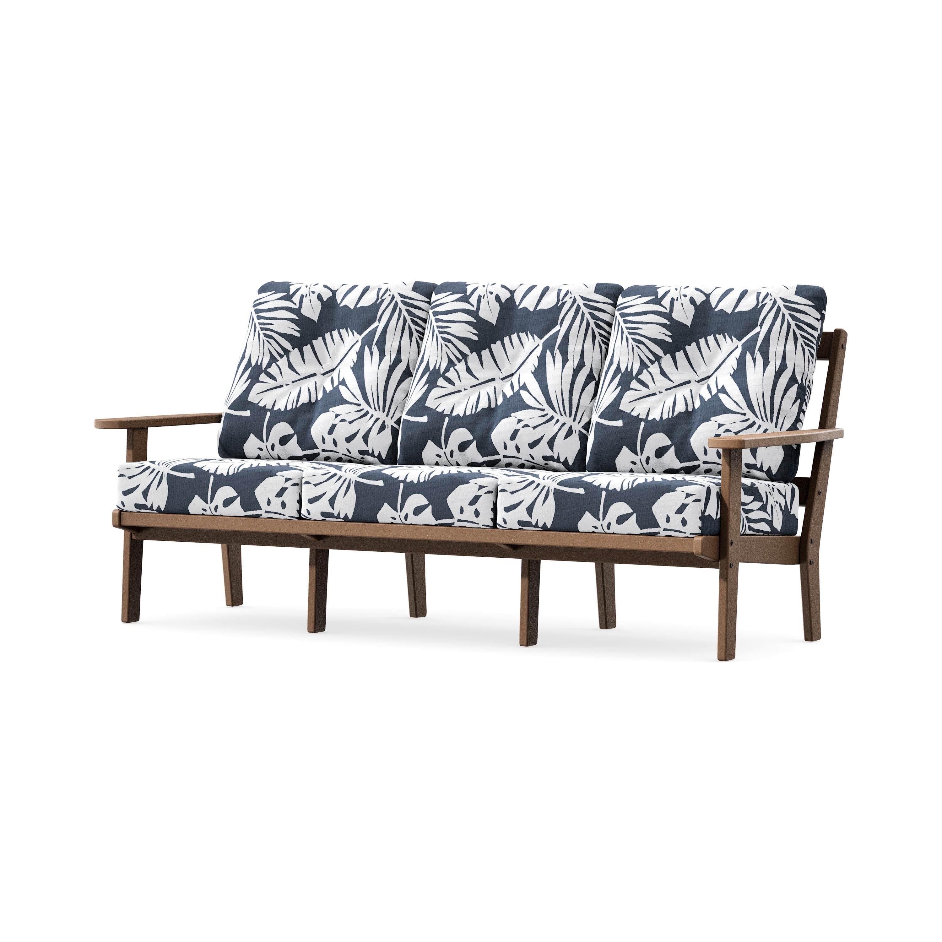 Oxford Deep Seating Sofa in Teak / Leaf Marine Indigo