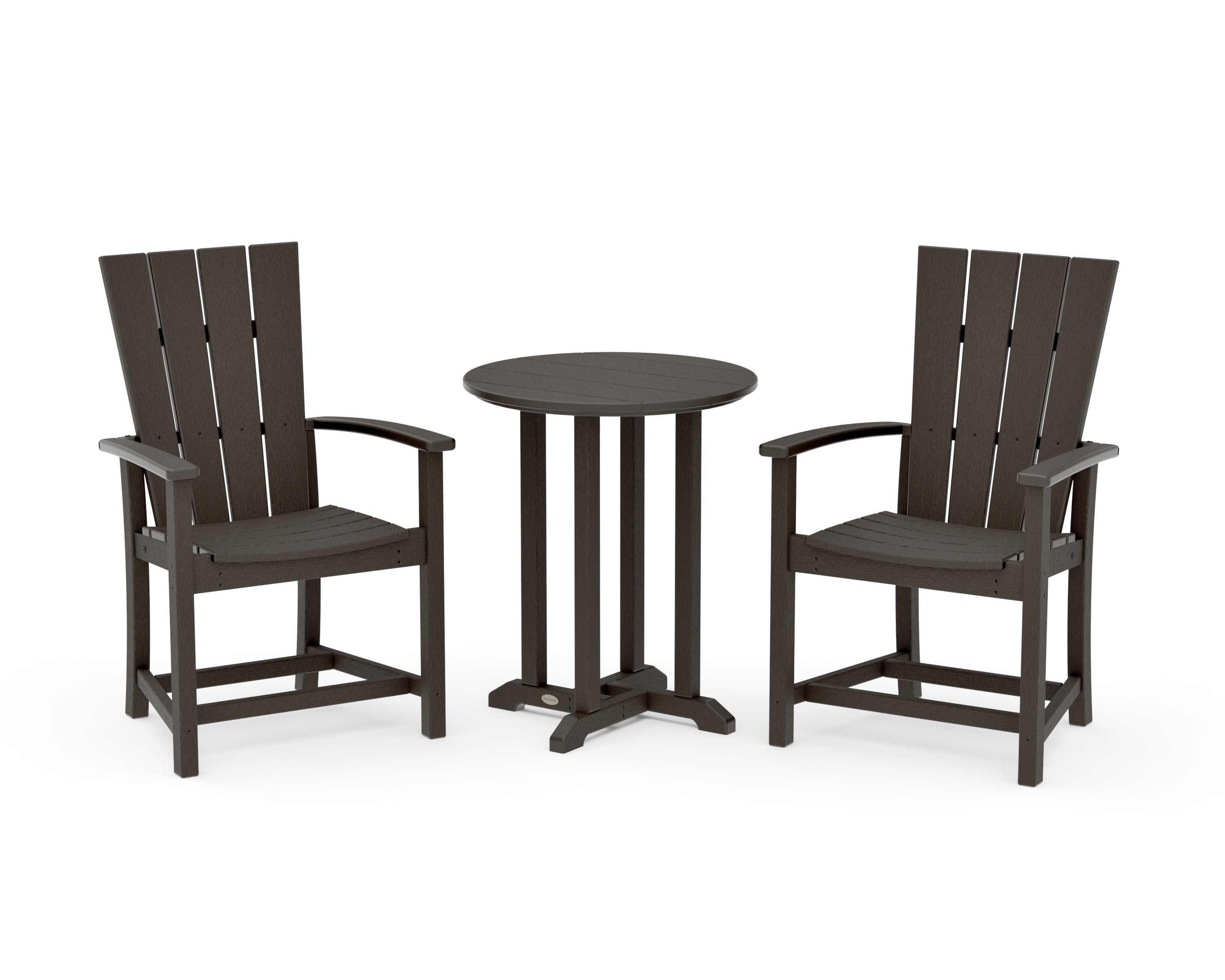 Quattro 3-Piece Round Farmhouse Bistro Dining Set in Vintage Coffee