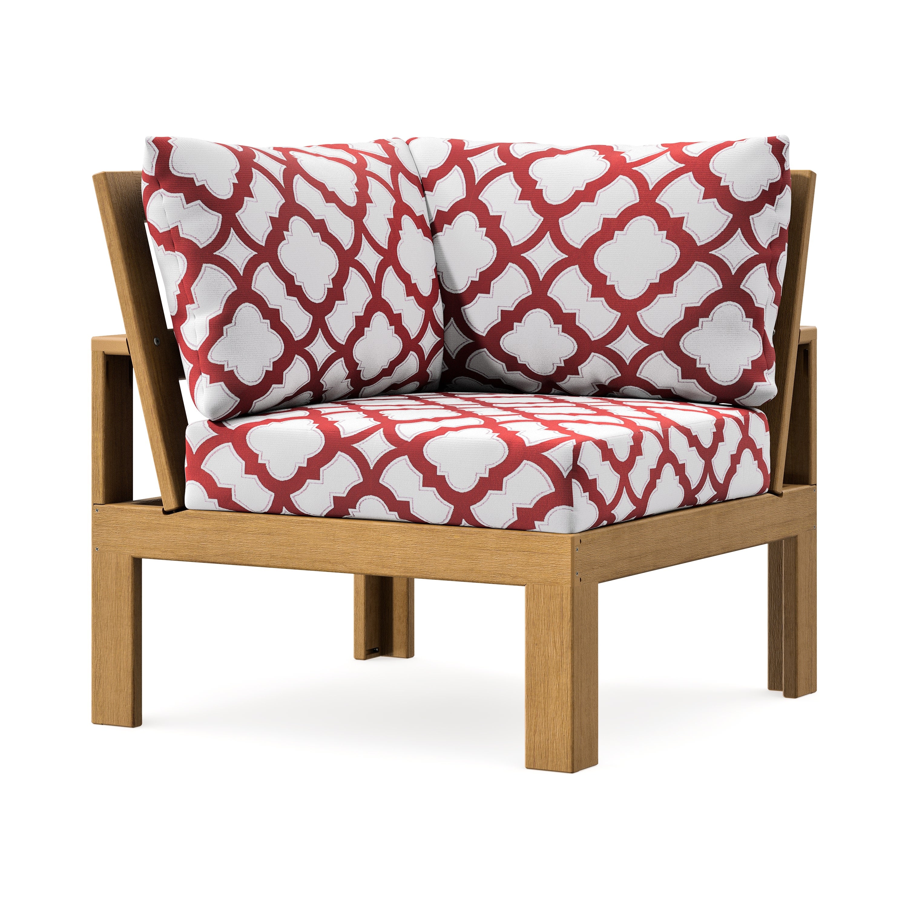 Modular Corner Chair in Natural / Trellis Crimson
