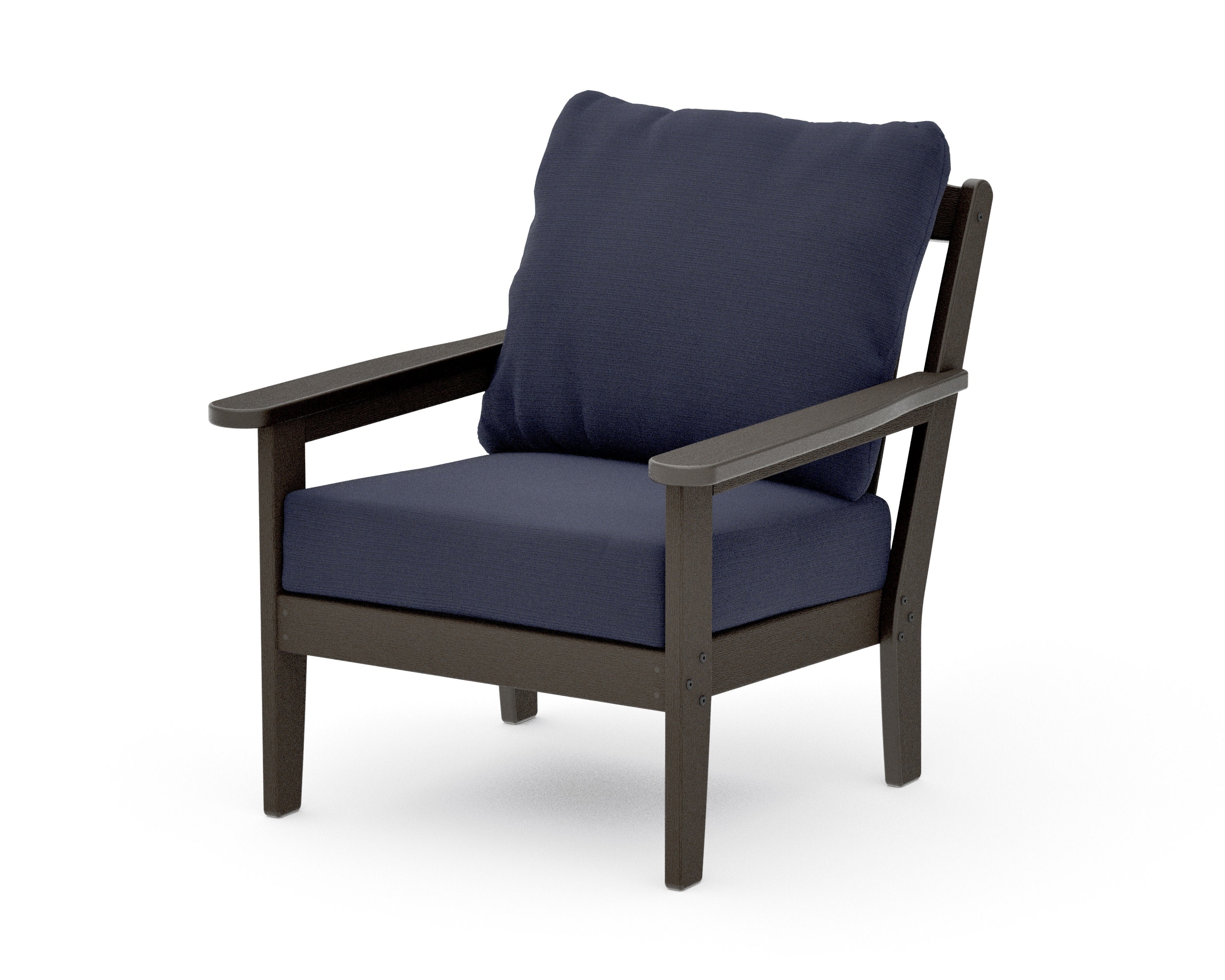 Cottage Deep Seating Chair in Vintage Coffee / Navy Linen