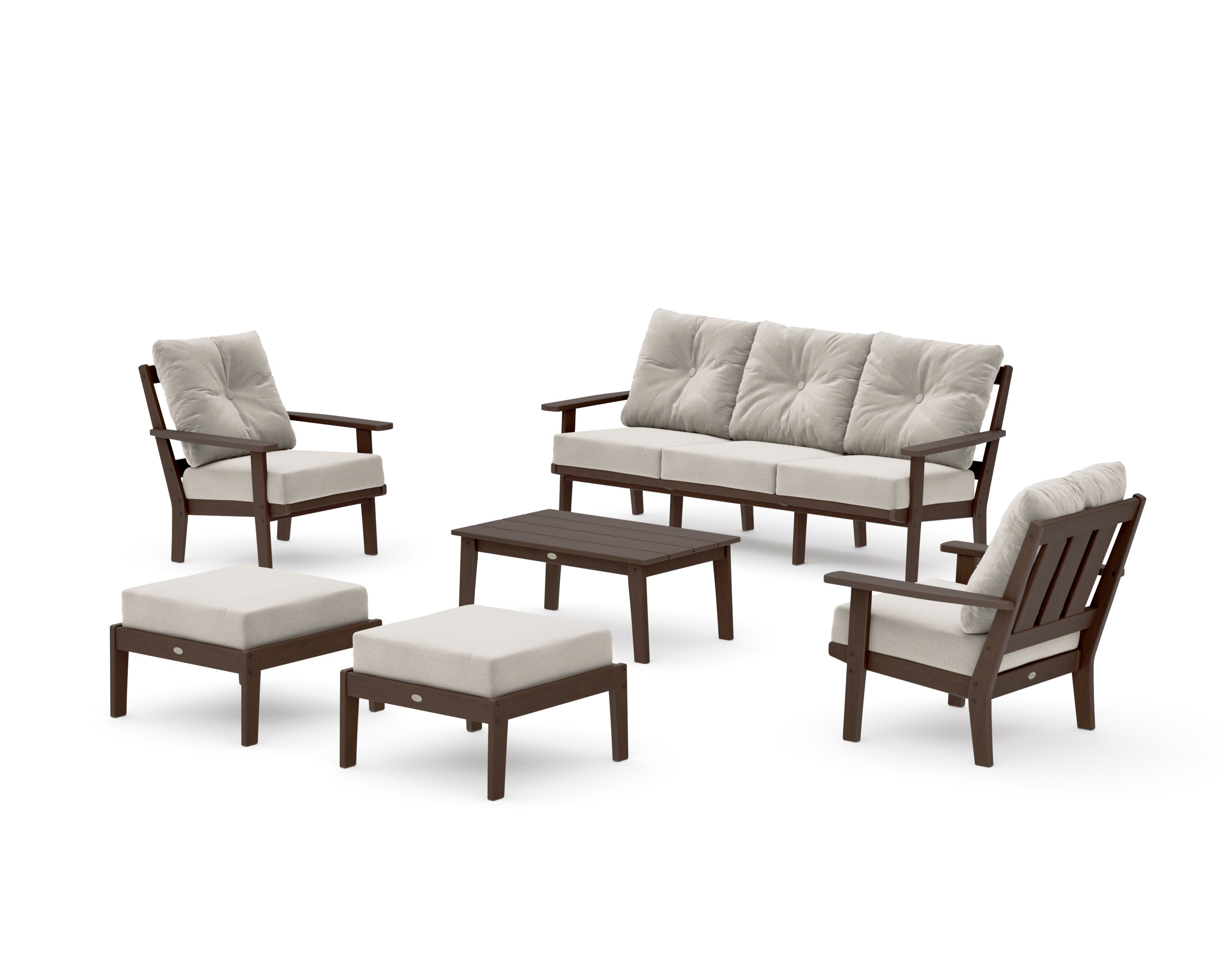 Oxford 6-Piece Lounge Sofa Set in Kona / Dune Burlap