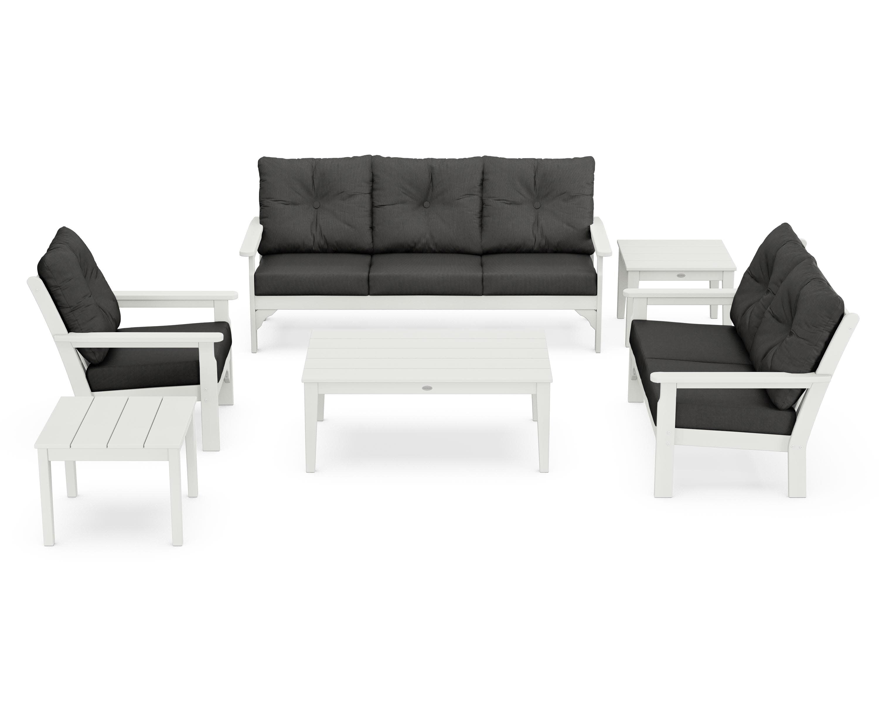 Vineyard 6-Piece Deep Seating Set in Vintage White / Spectrum Carbon