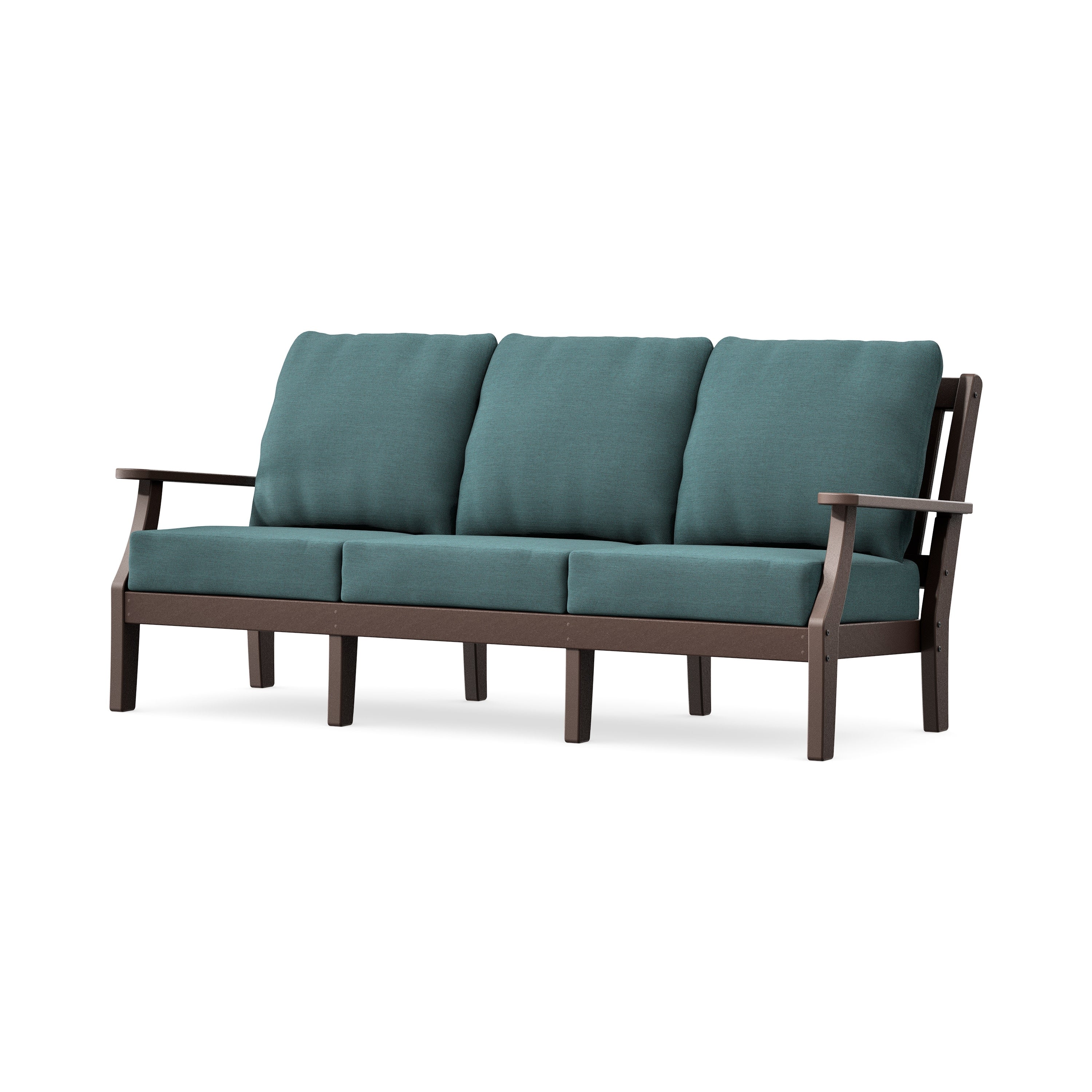 Chinoiserie Deep Seating Sofa in Mahogany / Ocean Teal