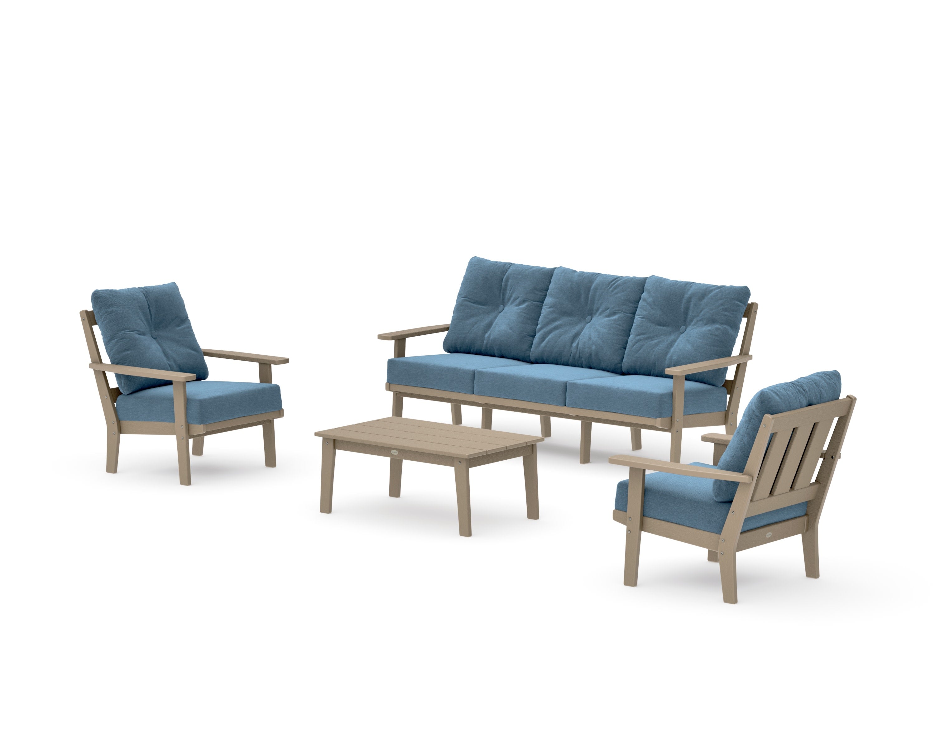 Oxford 4-Piece Deep Seating Set with Sofa in Vintage Sahara / Sky Blue