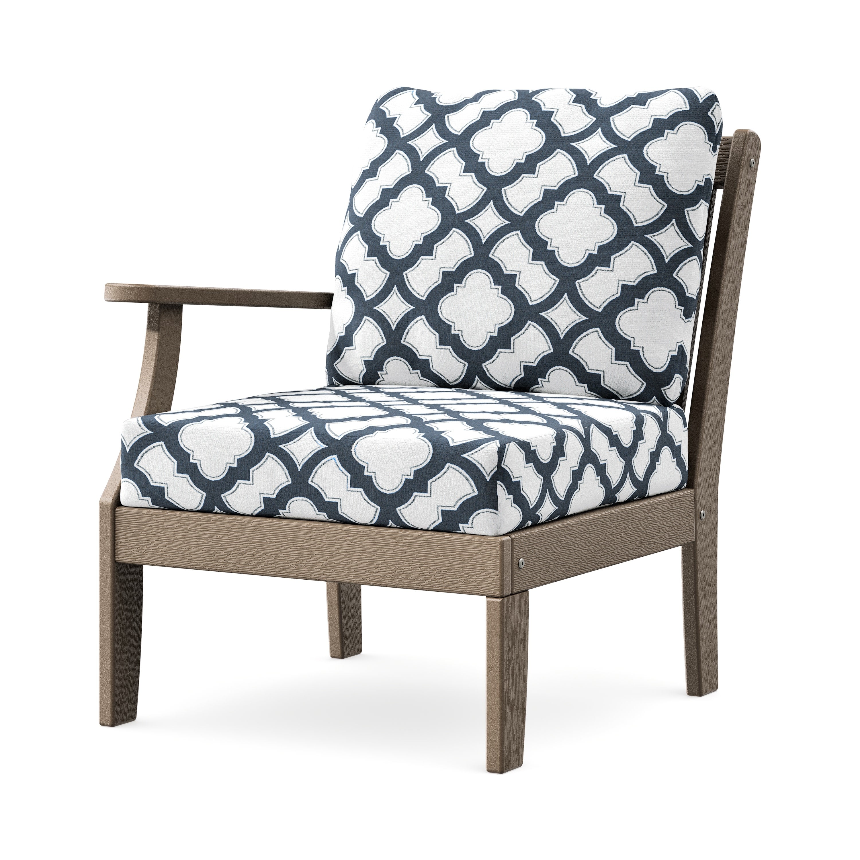Braxton Modular Left Arm Chair in Vintage Sahara / Trellis Marine Indigo