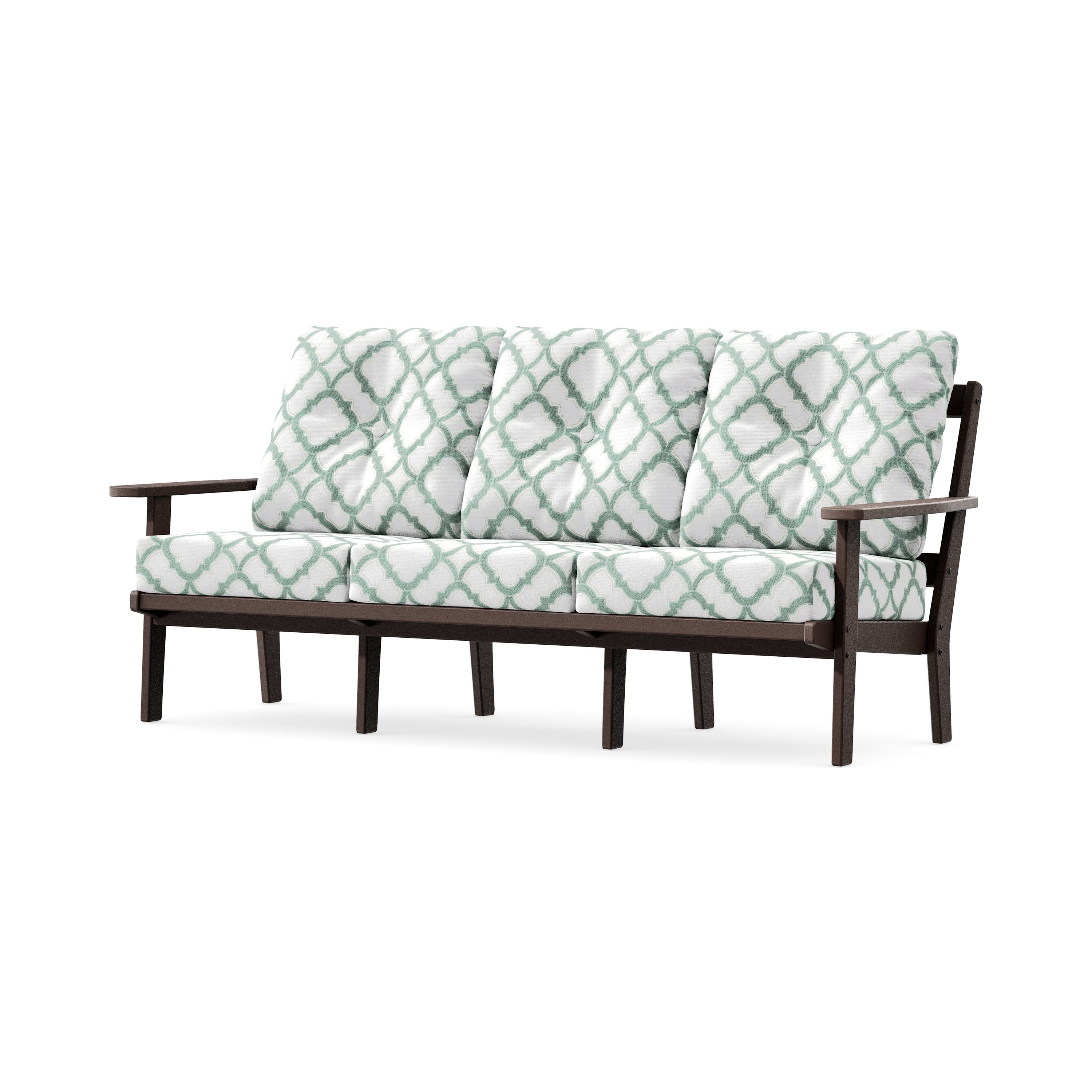 PrairieDeep Seating Sofa in Mahogany / Trellis Glacier Spa