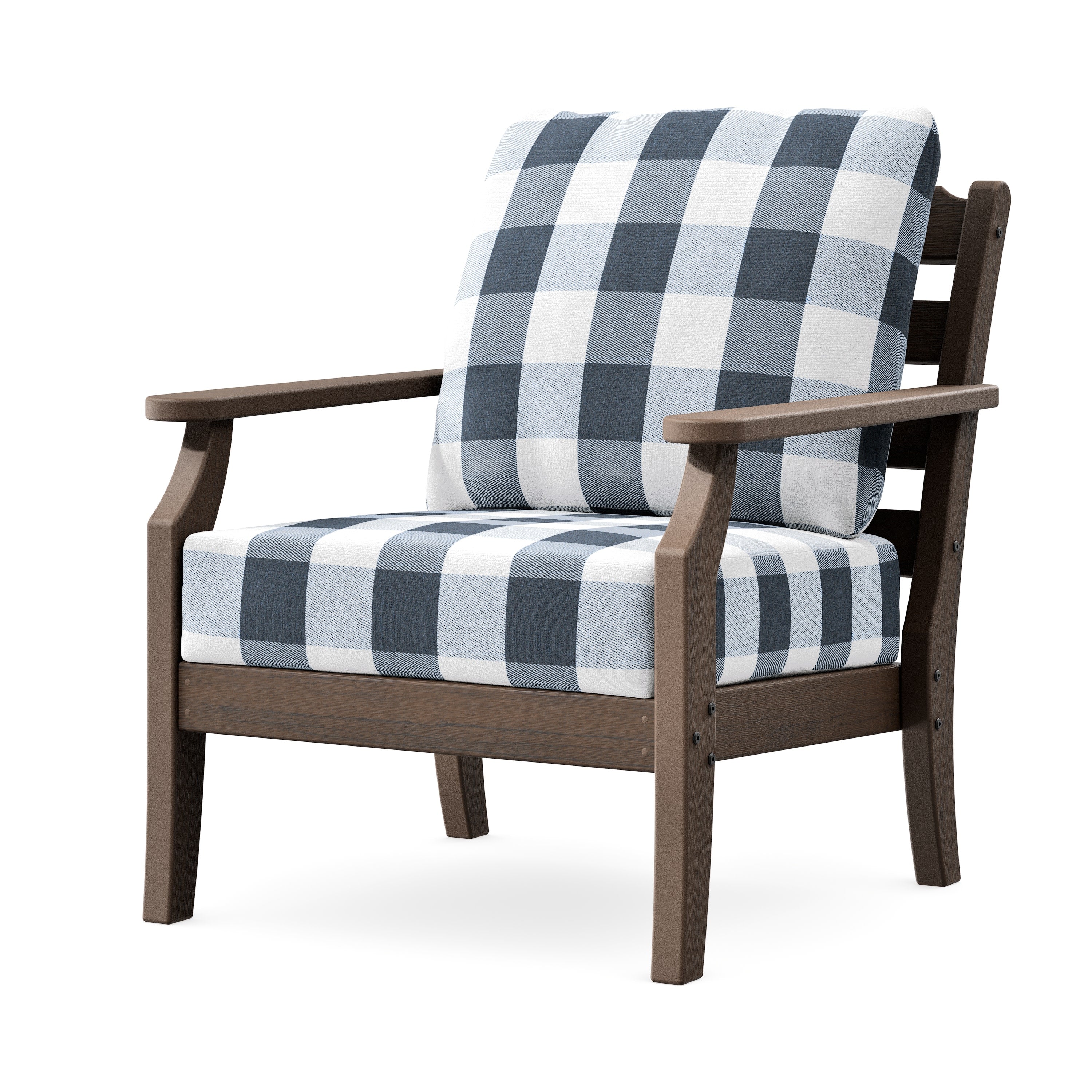 Savannah Deep Seating Chair in Kona / Buffalo Plaid Marine Indigo