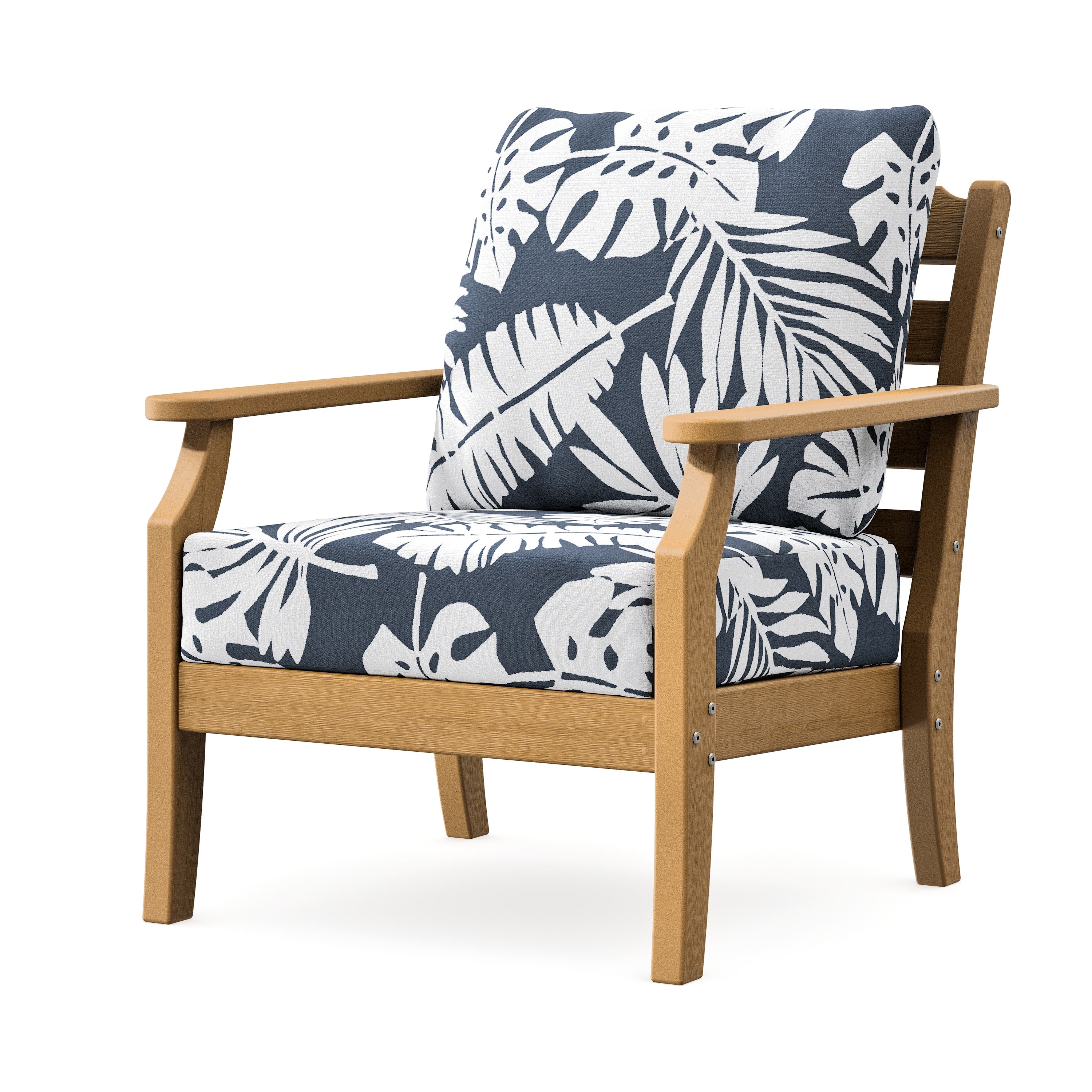 Savannah Deep Seating Chair in Natural / Leaf Marine Indigo