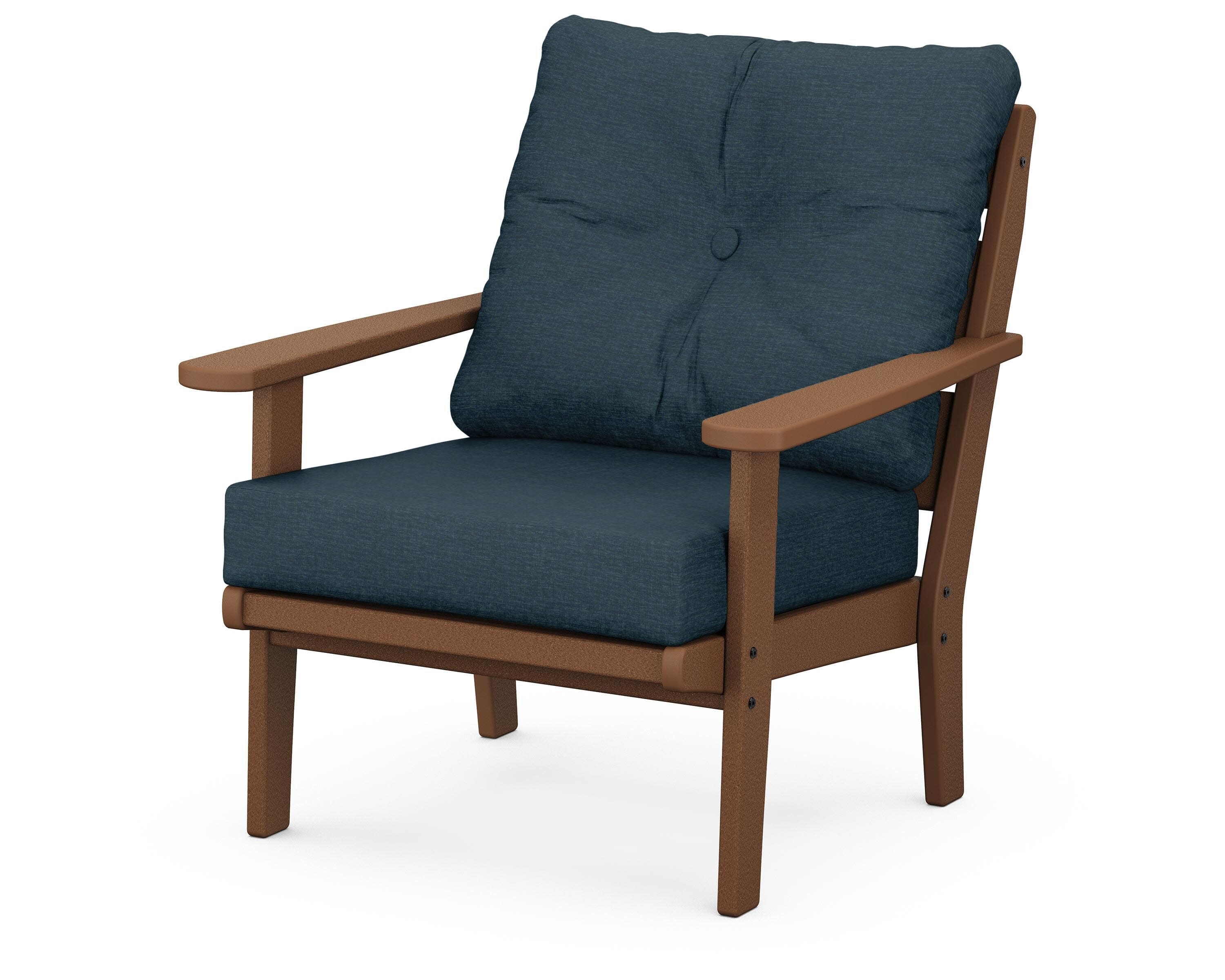 Lakeside Deep Seating Chair in Teak / Platform Indigo