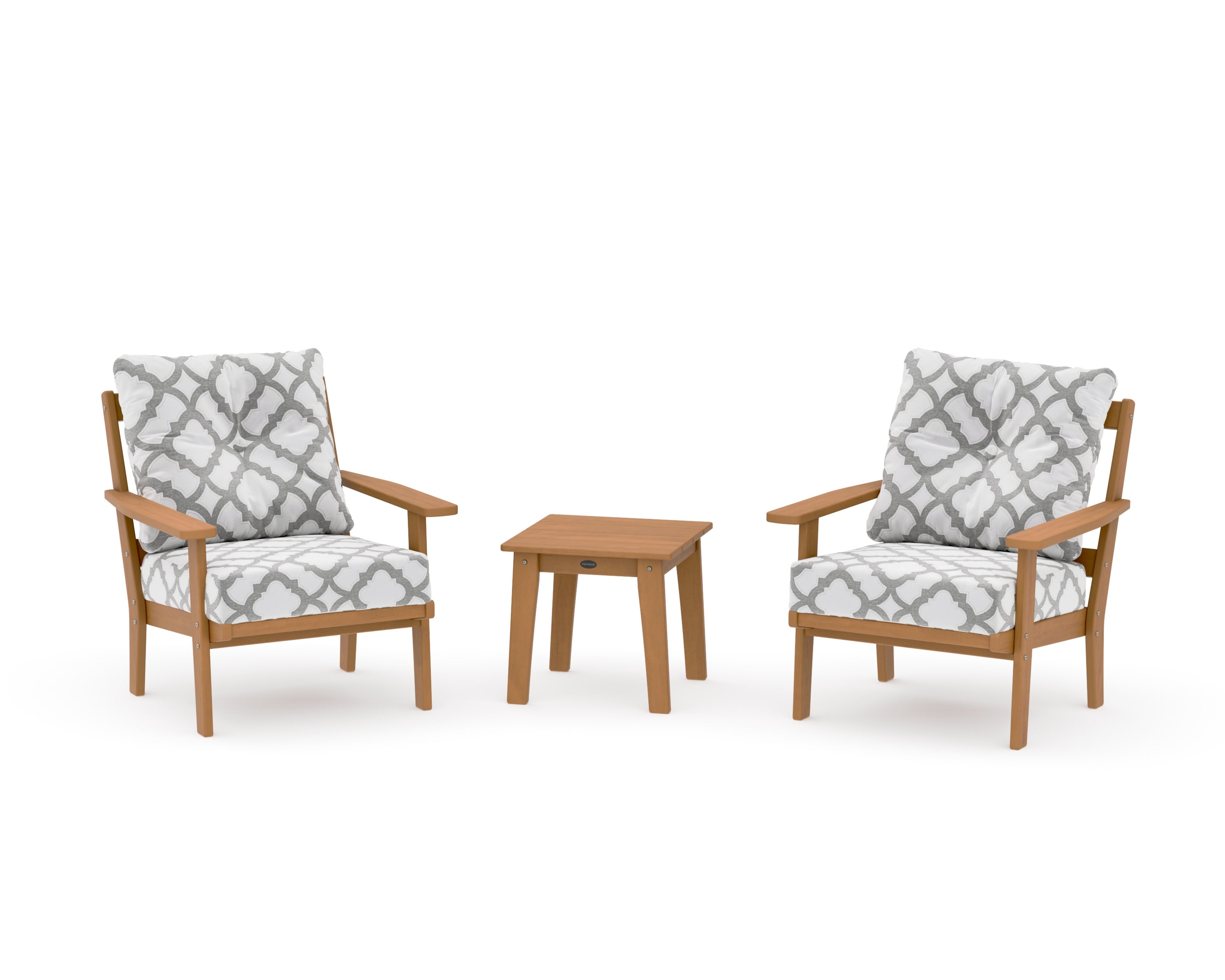 Oxford 3-Piece Deep Seating Set in Natural / Trellis Grey Mist