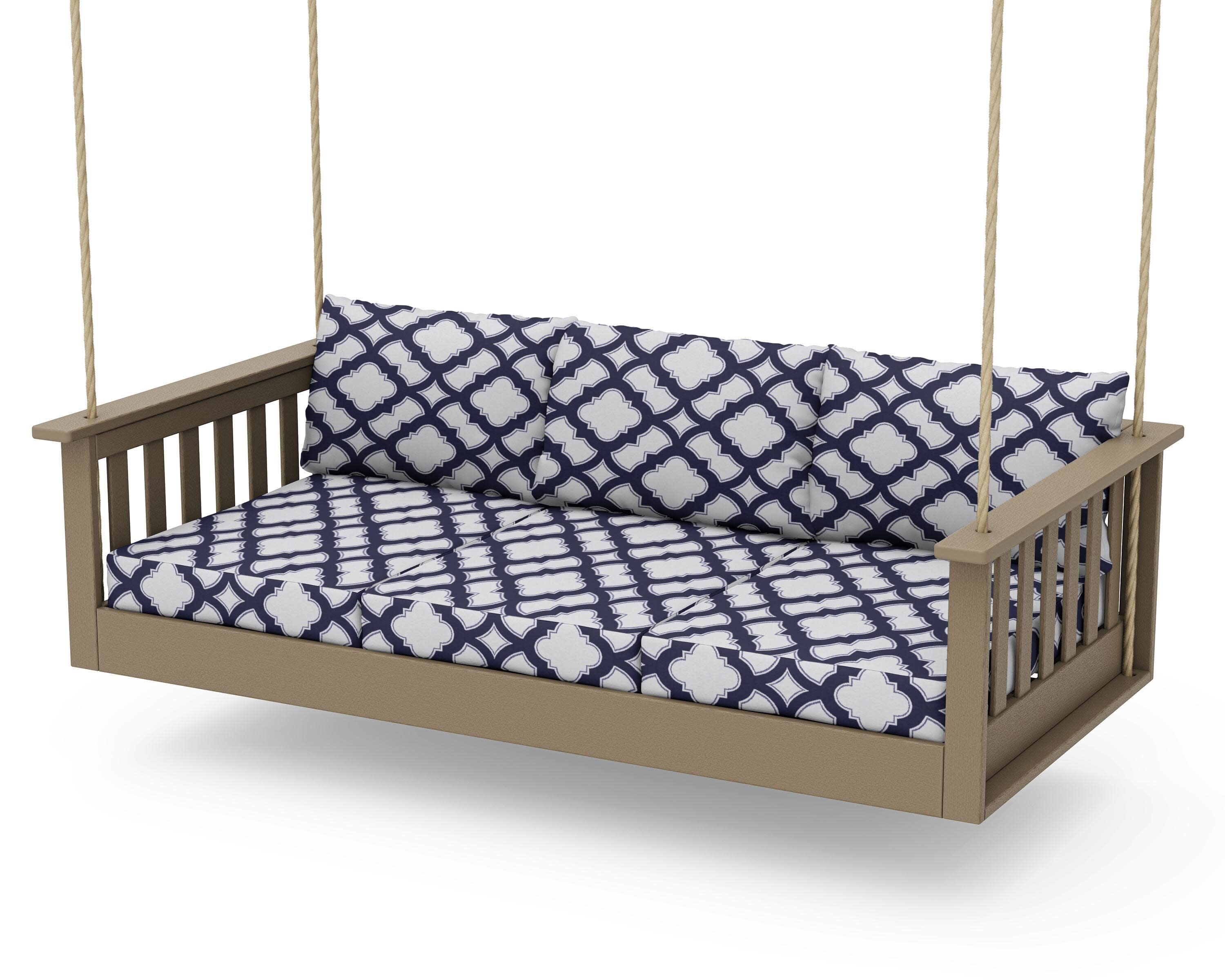 Vineyard Daybed Swing in Vintage Sahara / Trellis Navy