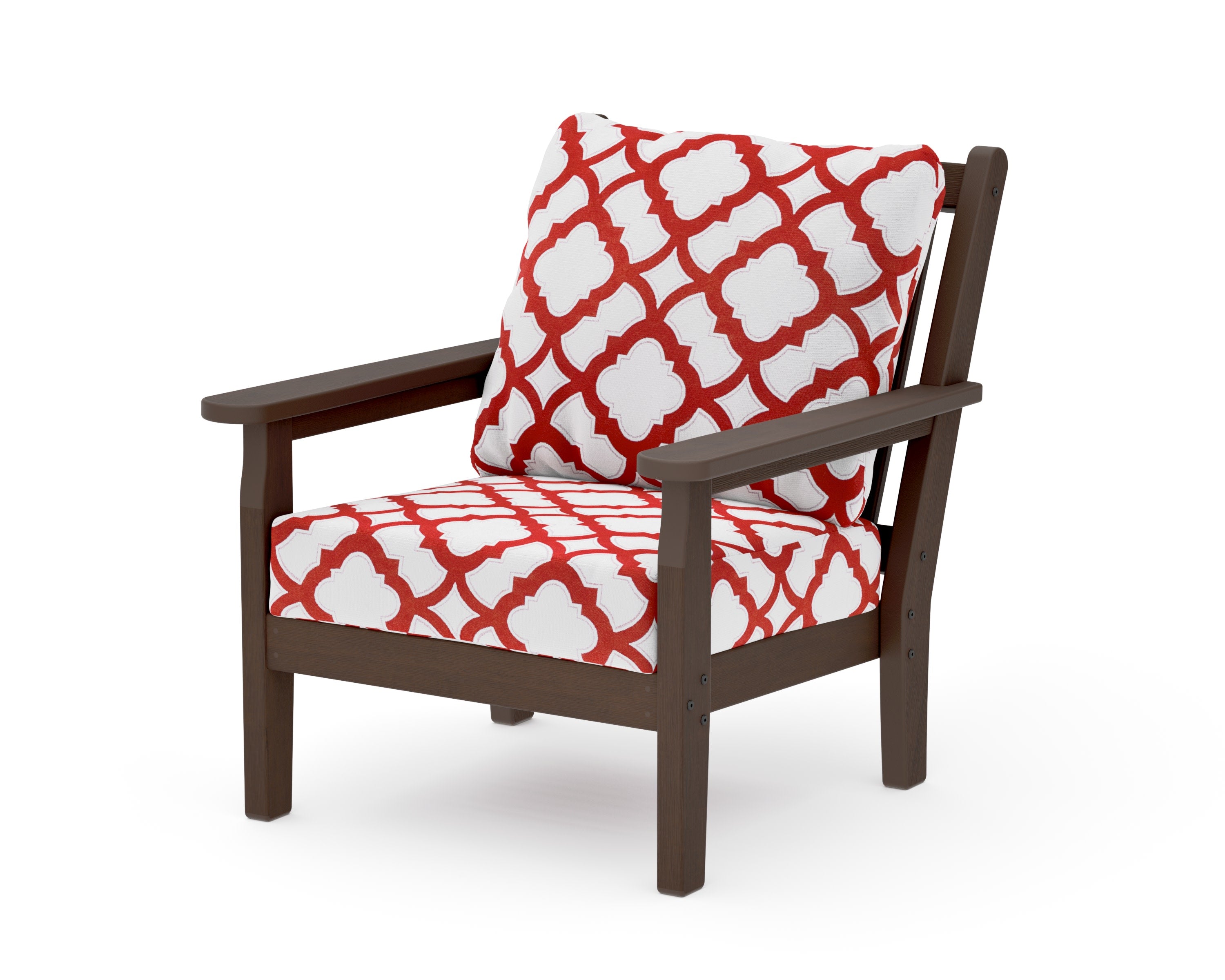 Chippendale Deep Seating Chair in Kona / Trellis Crimson