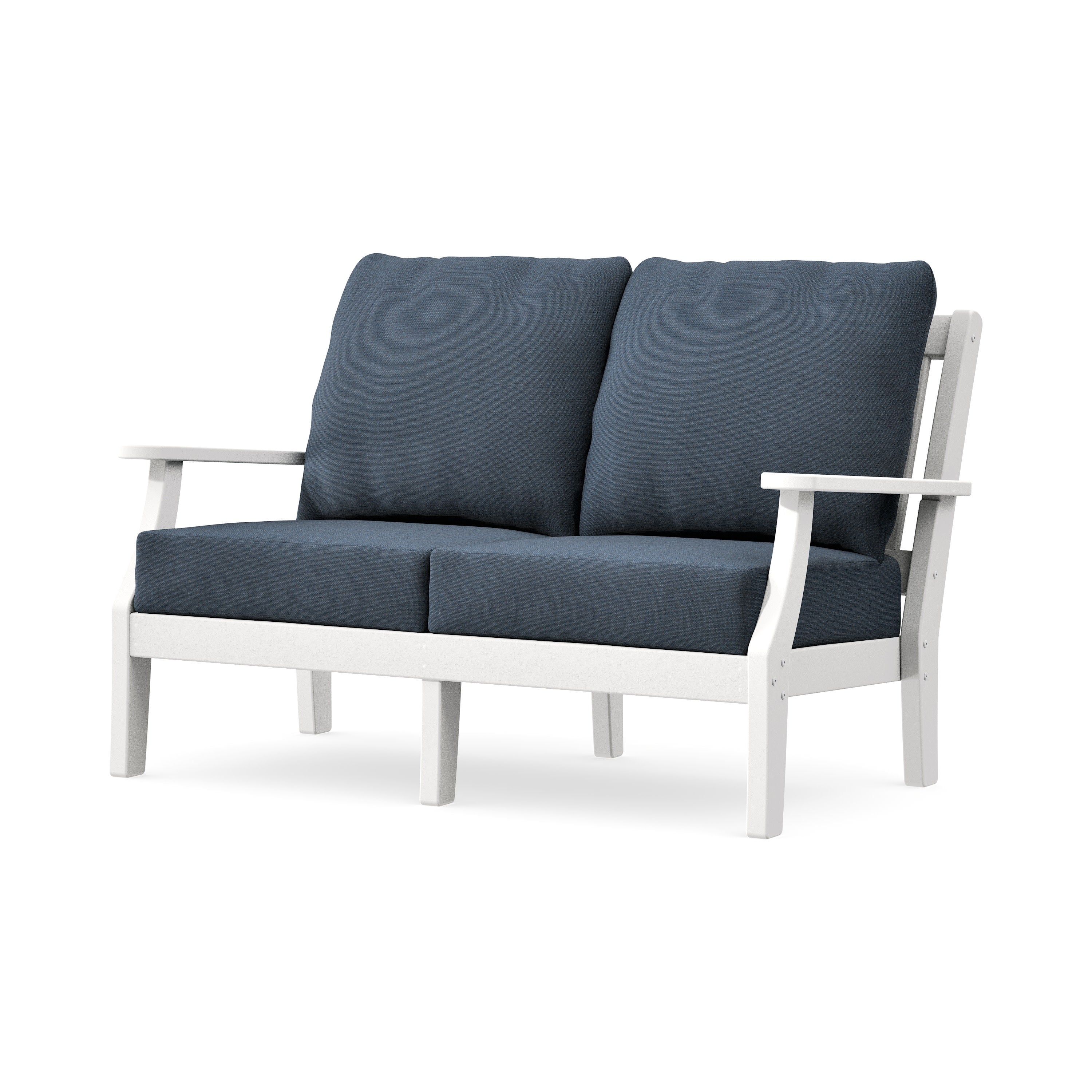 Chinoiserie Deep Seating Loveseat in White / Marine Indigo