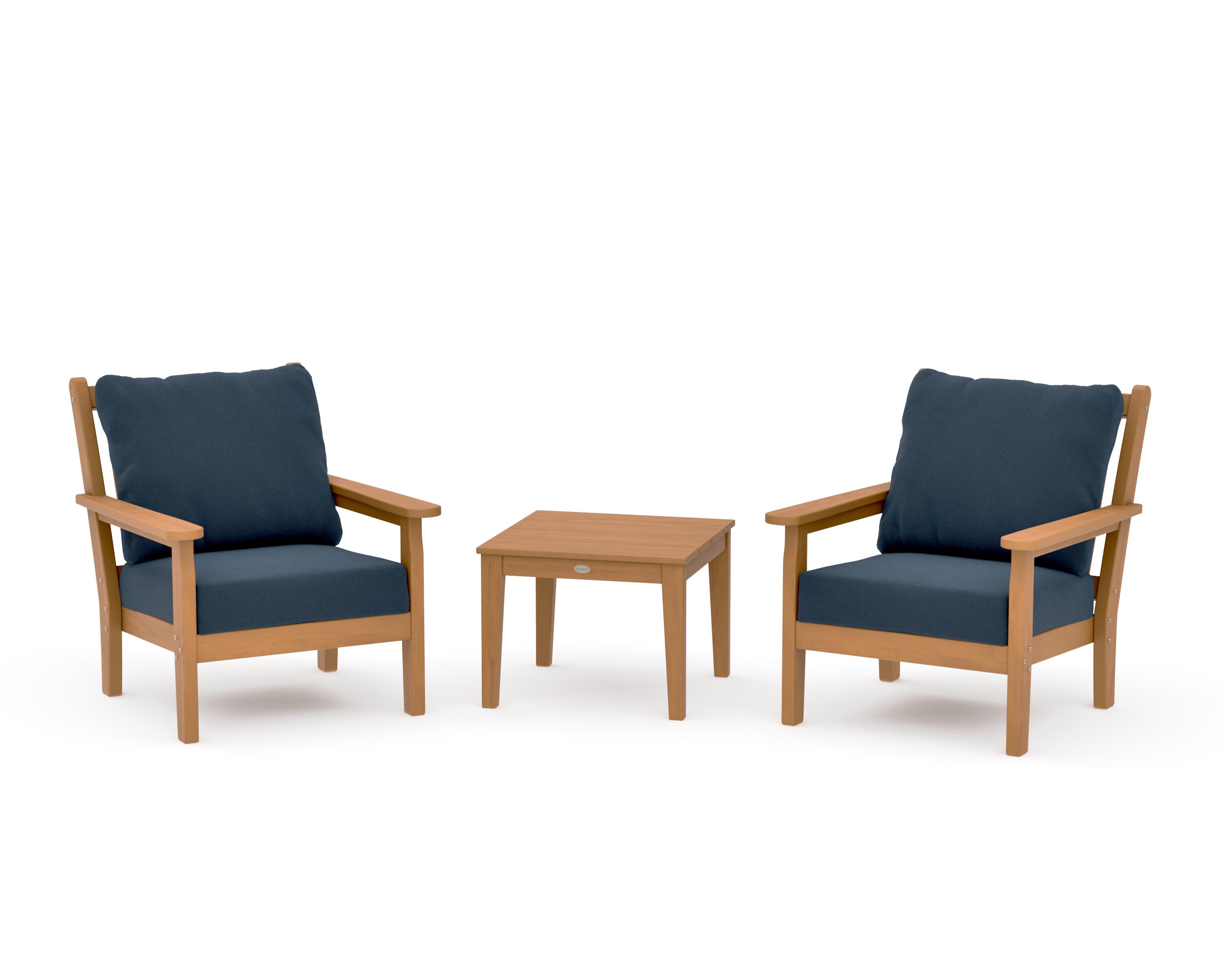 Chippendale 3-Piece Deep Seating Set in Natural / Marine Indigo
