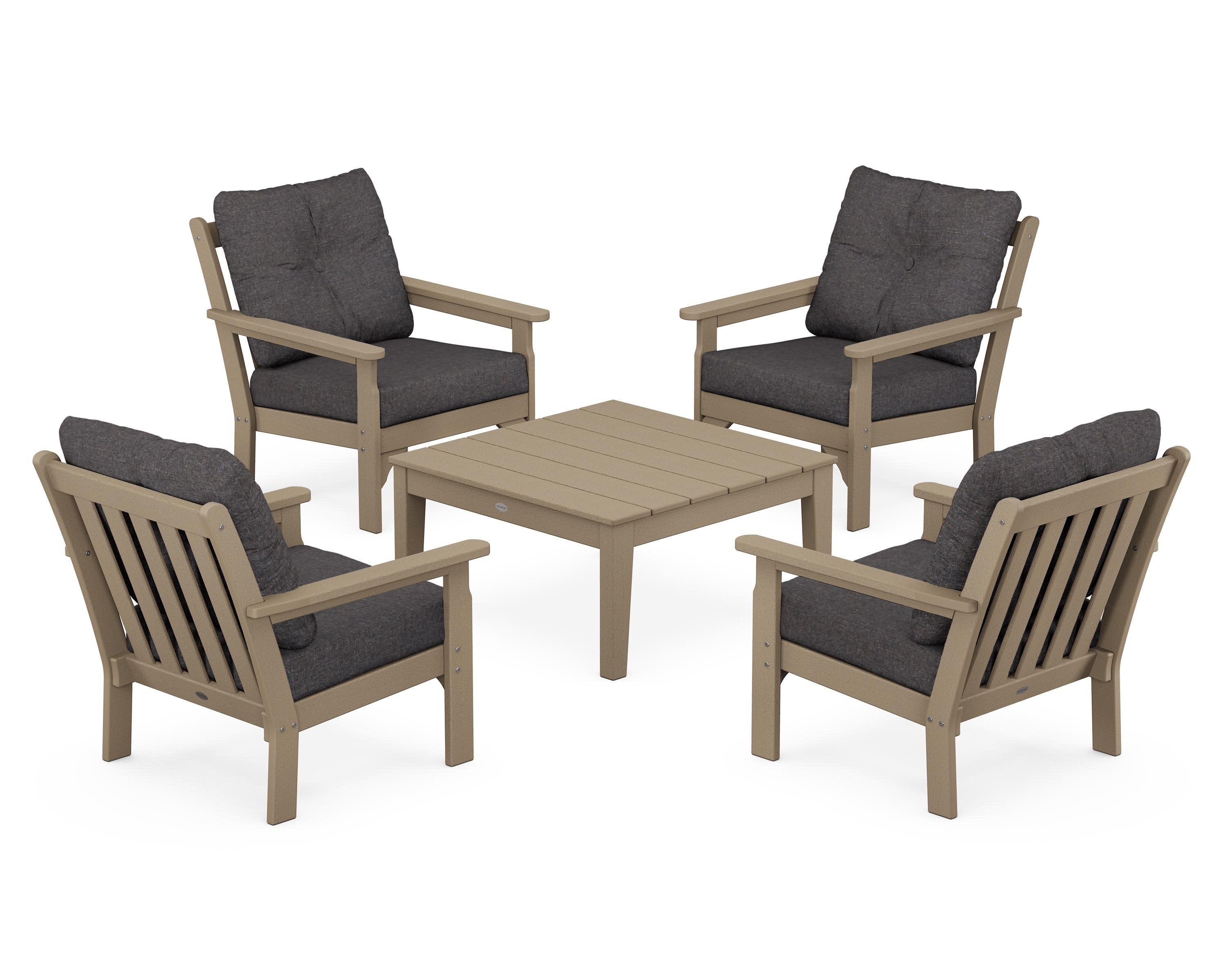 Vineyard 5-Piece Deep Seating Conversation Set in Vintage Sahara / Ash Charcoal