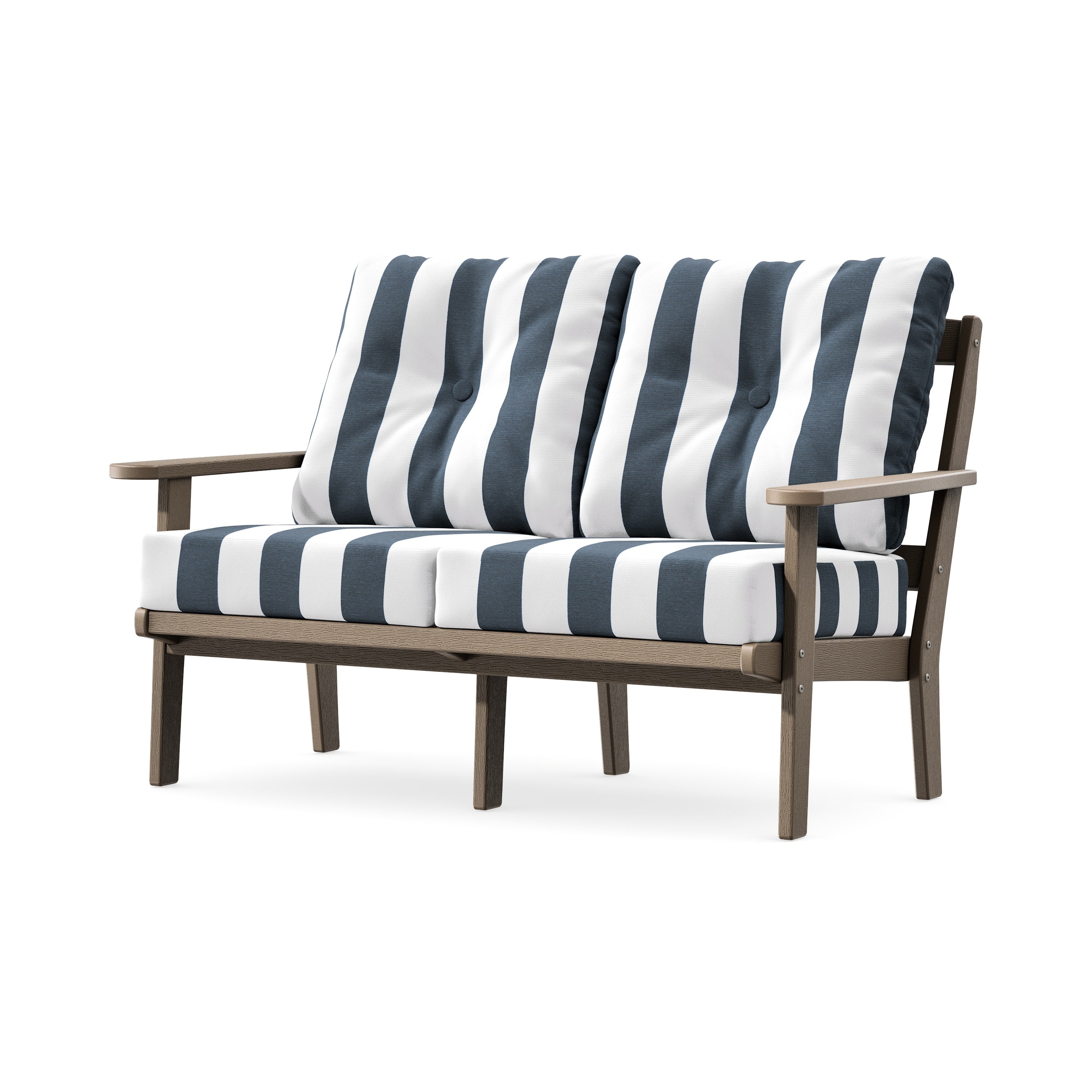 Mission Deep SeatingLoveseat in Vintage Sahara / Cabana Stripe Marine Indigo