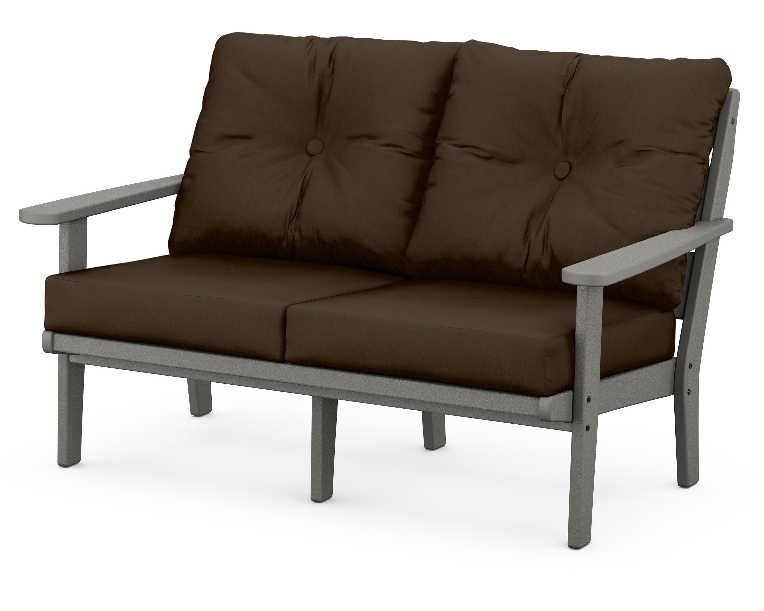 Lakeside Deep Seating Loveseat in Slate Grey / Canvas Java