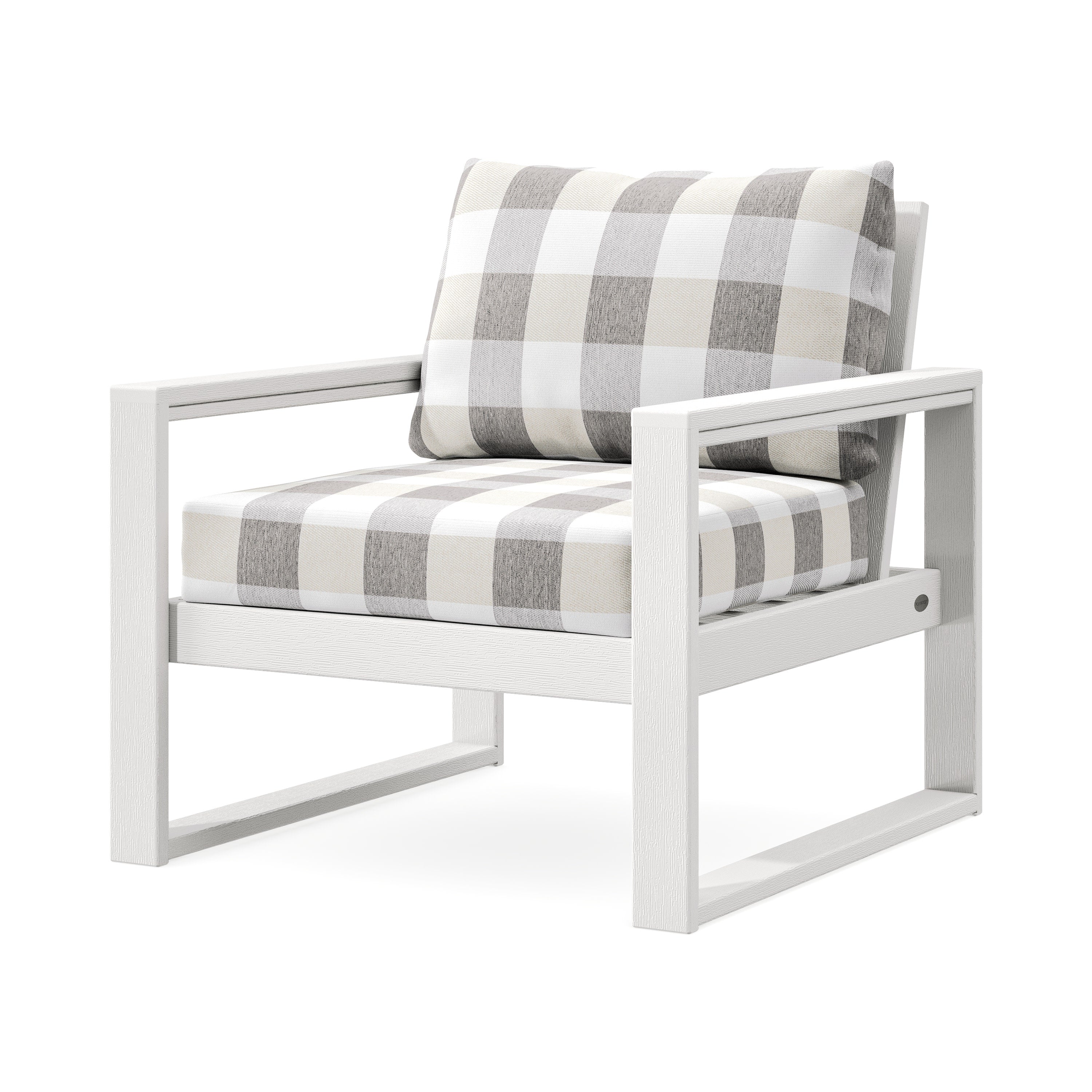 EDGE Club Chair in Vintage White / Buffalo Plaid Grey Mist
