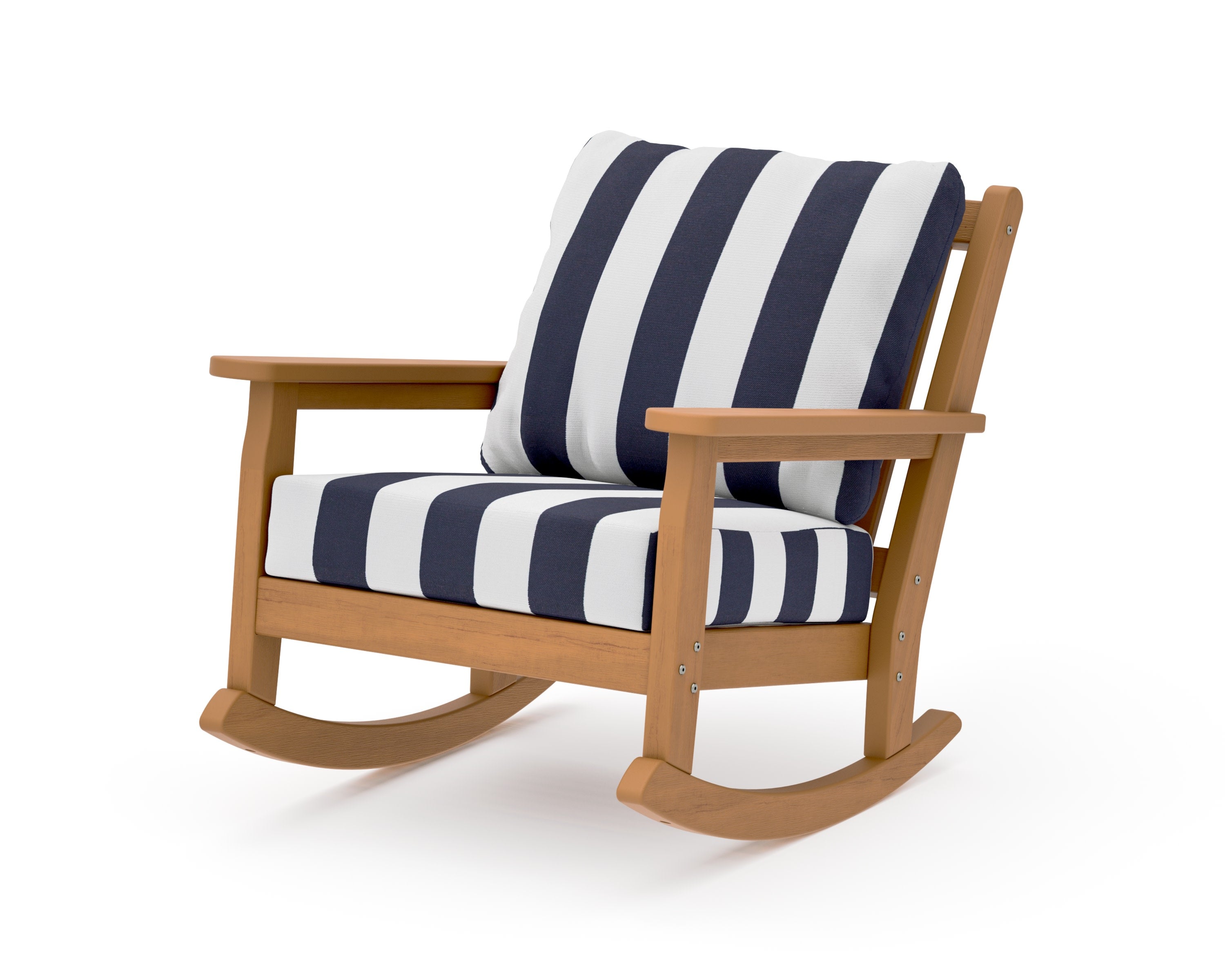 Chippendale Deep Seating Rocking Chair in Natural / Cabana Stripe Navy