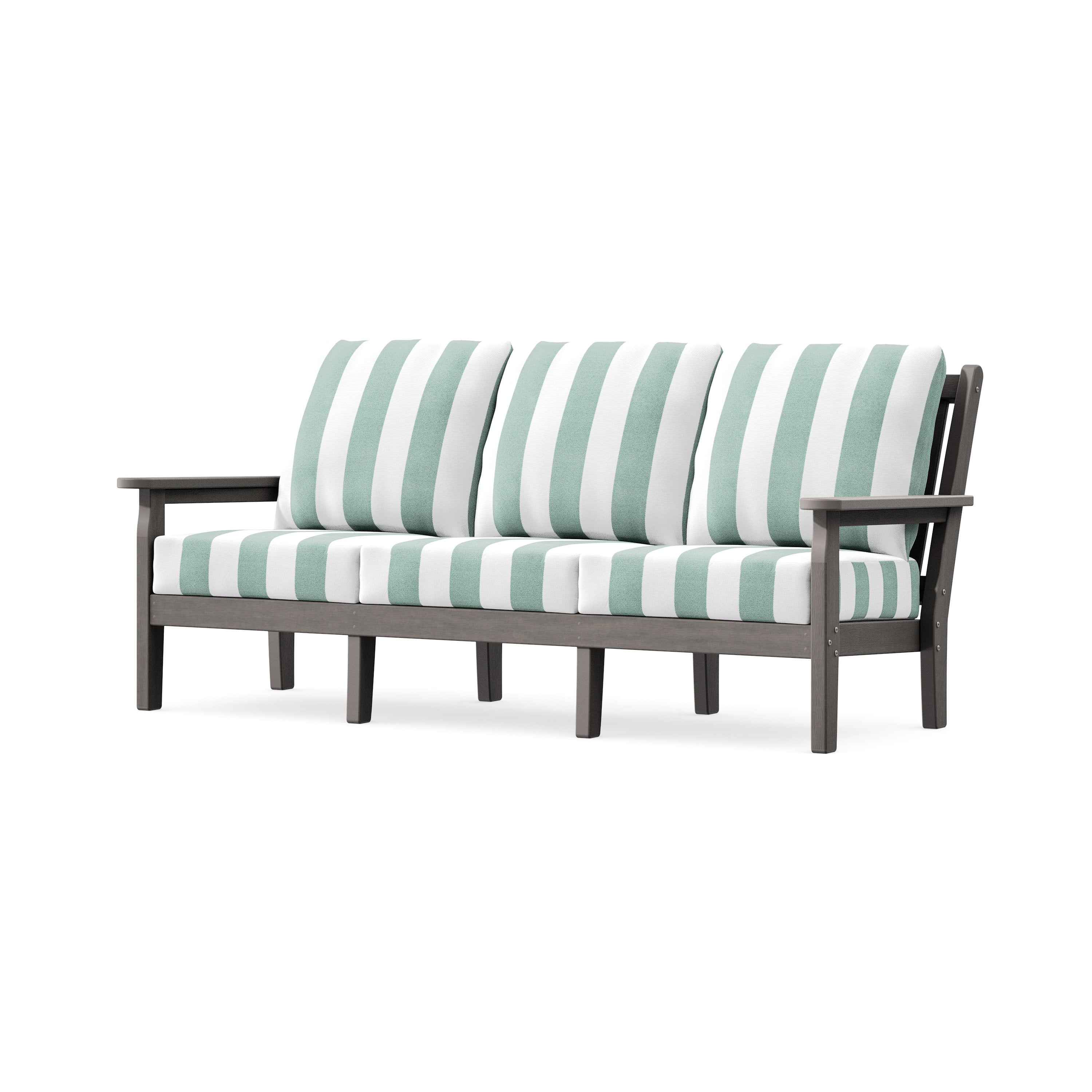 Chippendale Deep Seating Sofa in Driftwood / Cabana Stripe Glacier Spa