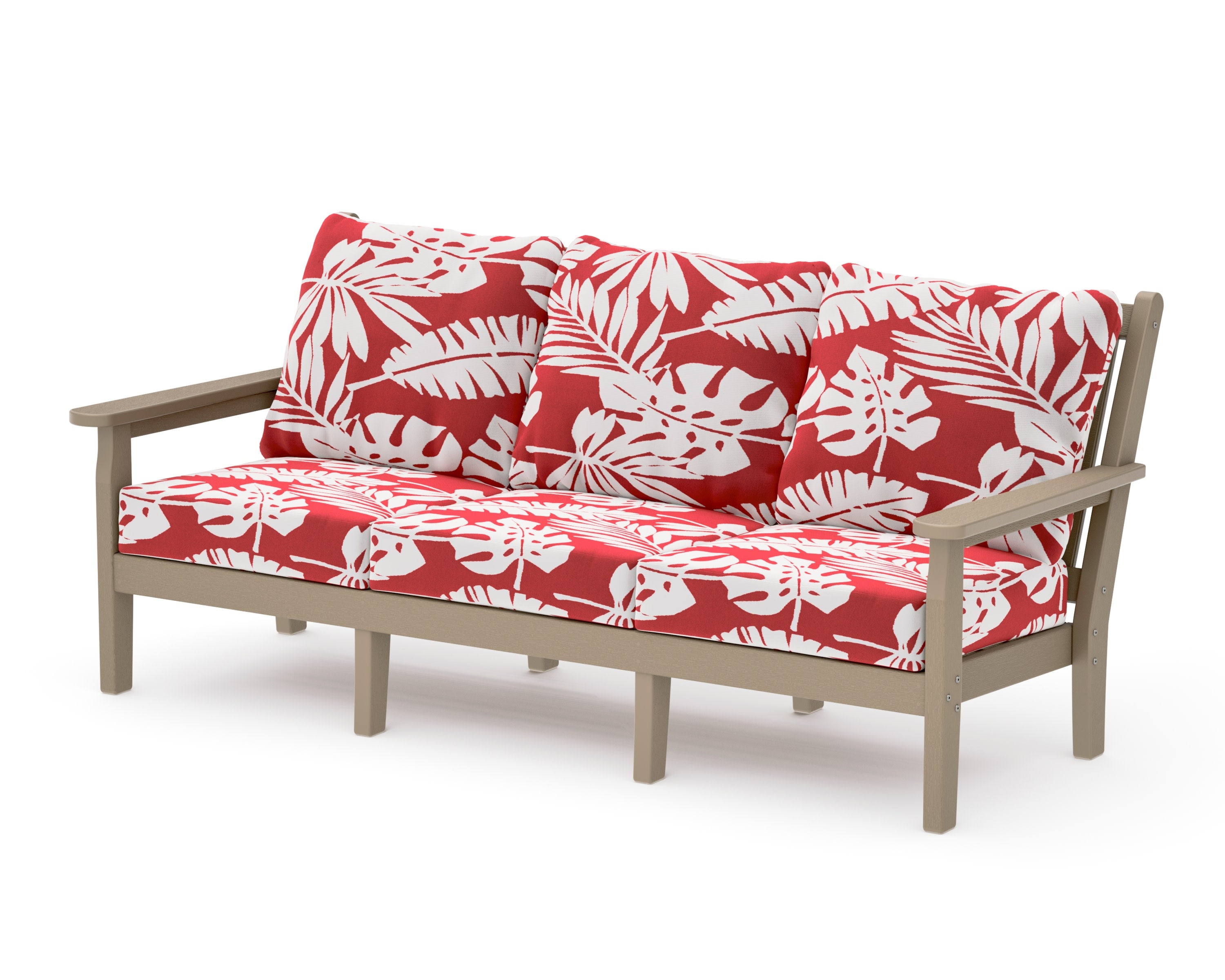 Chippendale Deep Seating Sofa in Vintage Sahara / Leaf Crimson