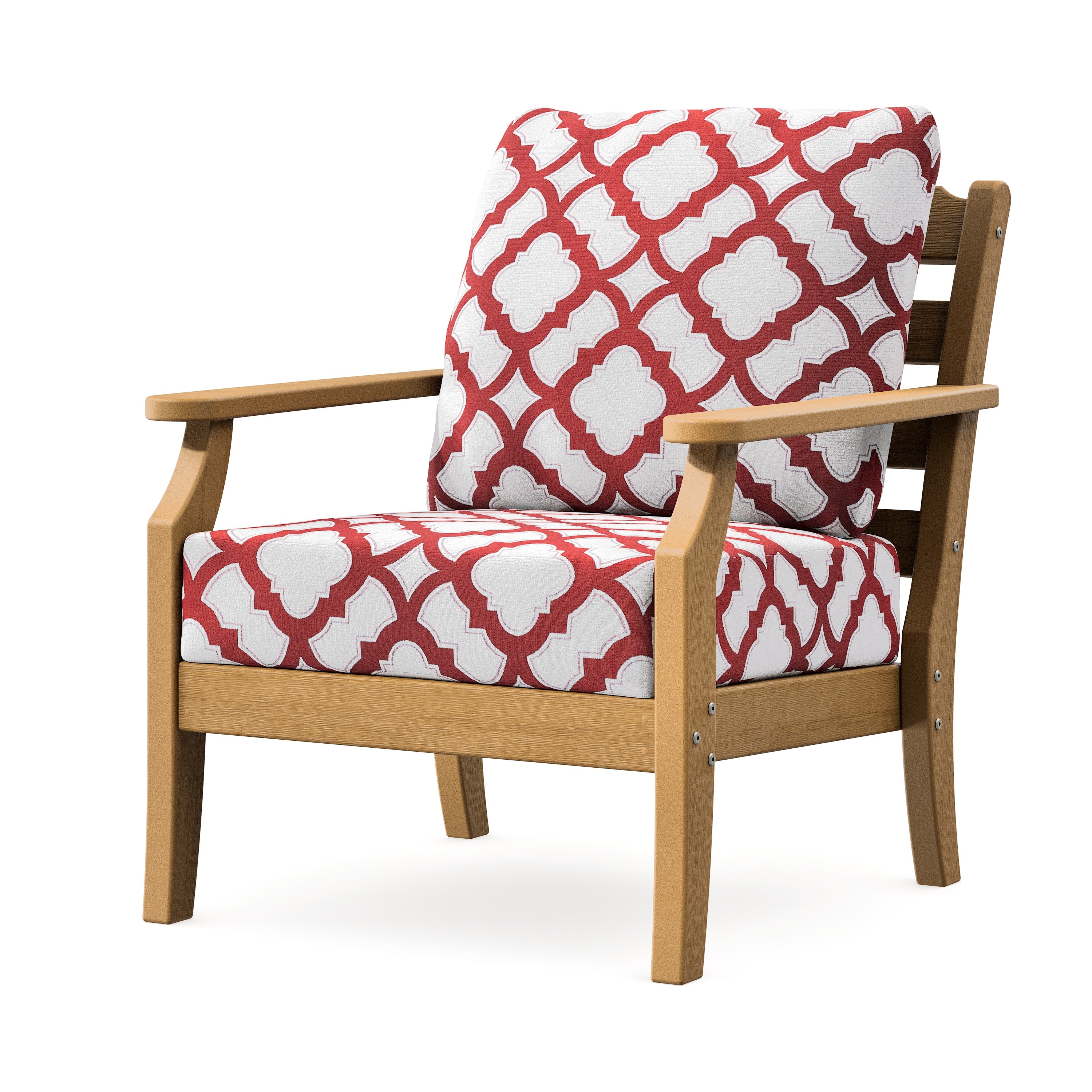 Savannah Deep Seating Chair in Natural / Trellis Crimson