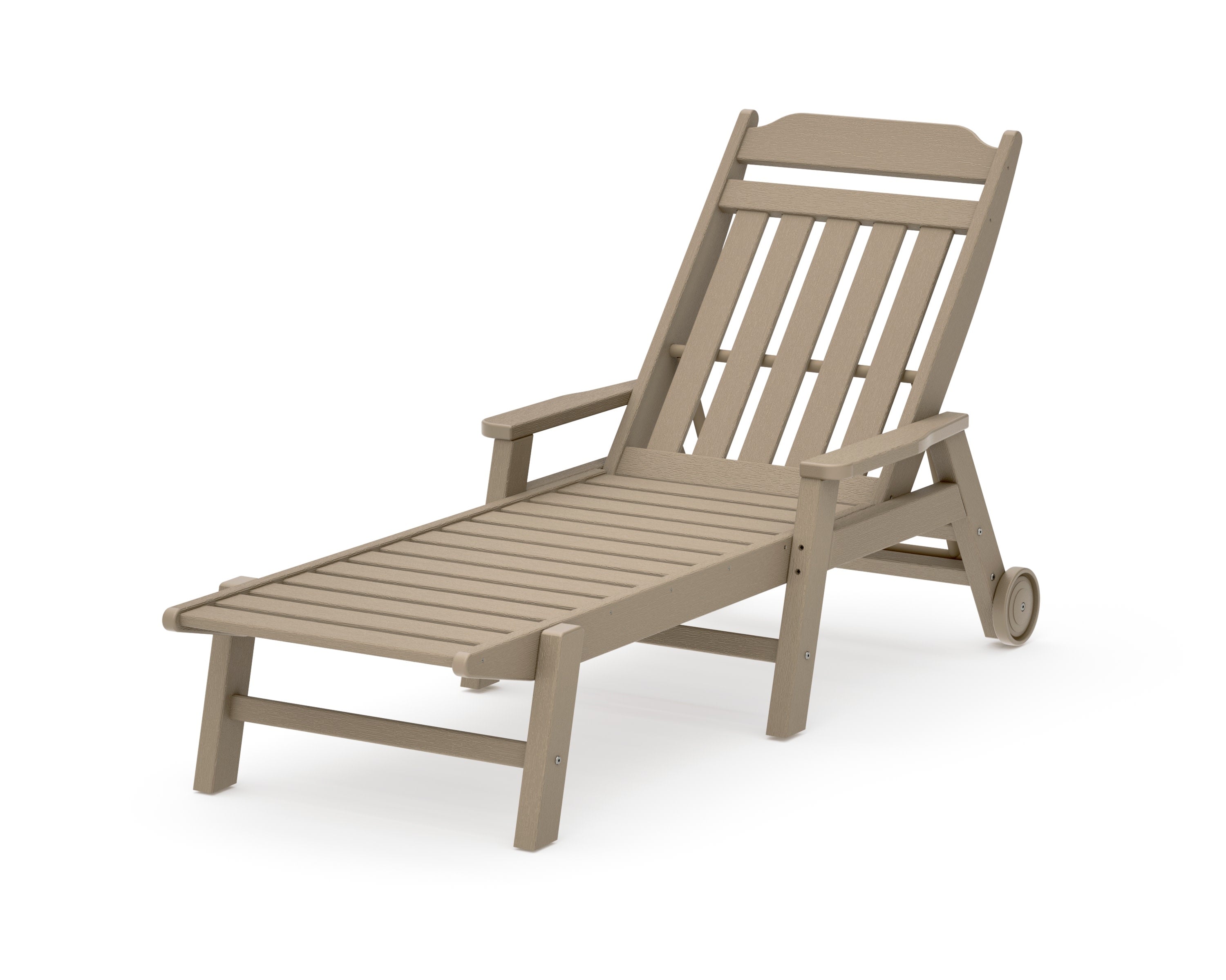 Cottage Chaise with Arms and Wheels in Vintage Sahara