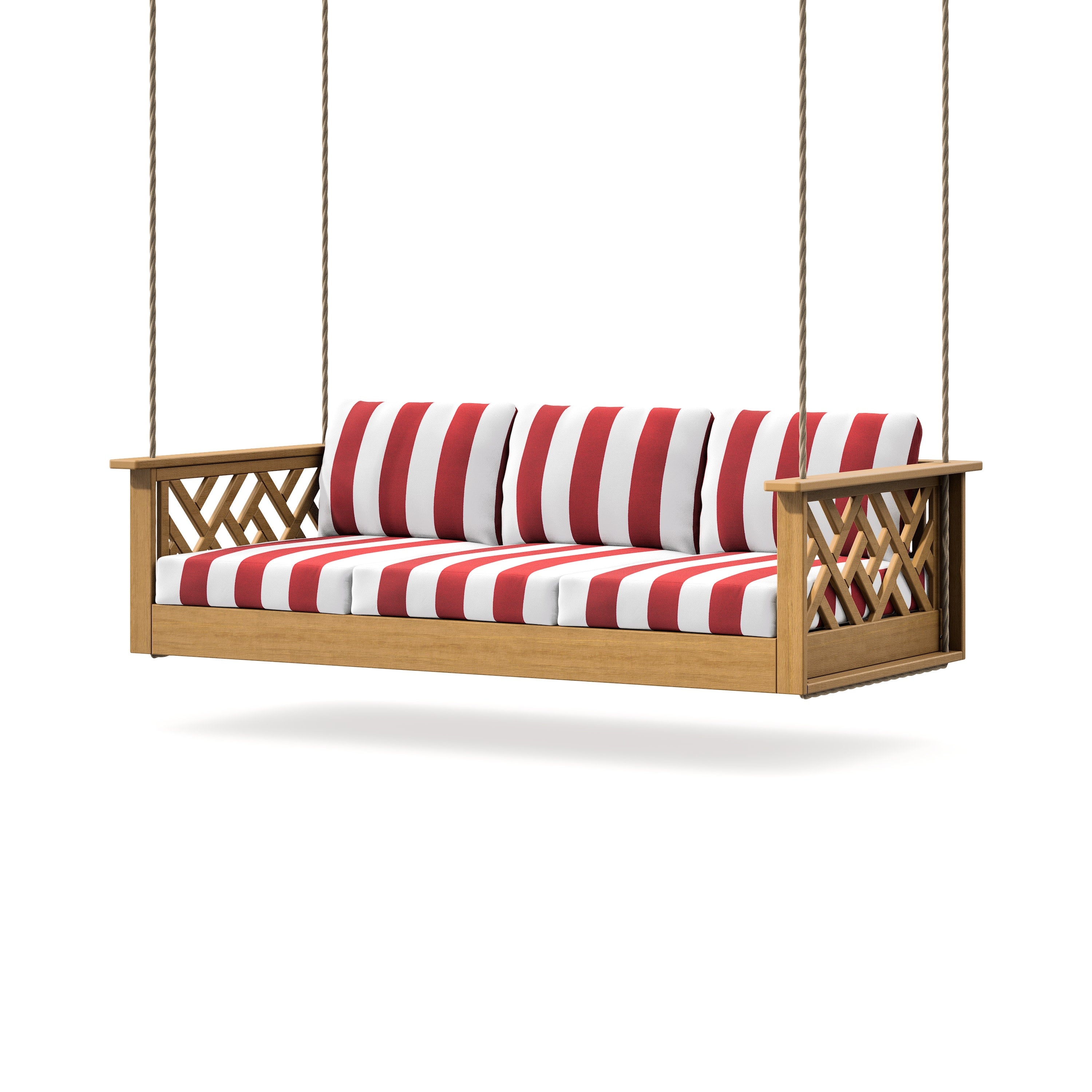 Chippendale Daybed Swing in Natural / Cabana Stripe Crimson