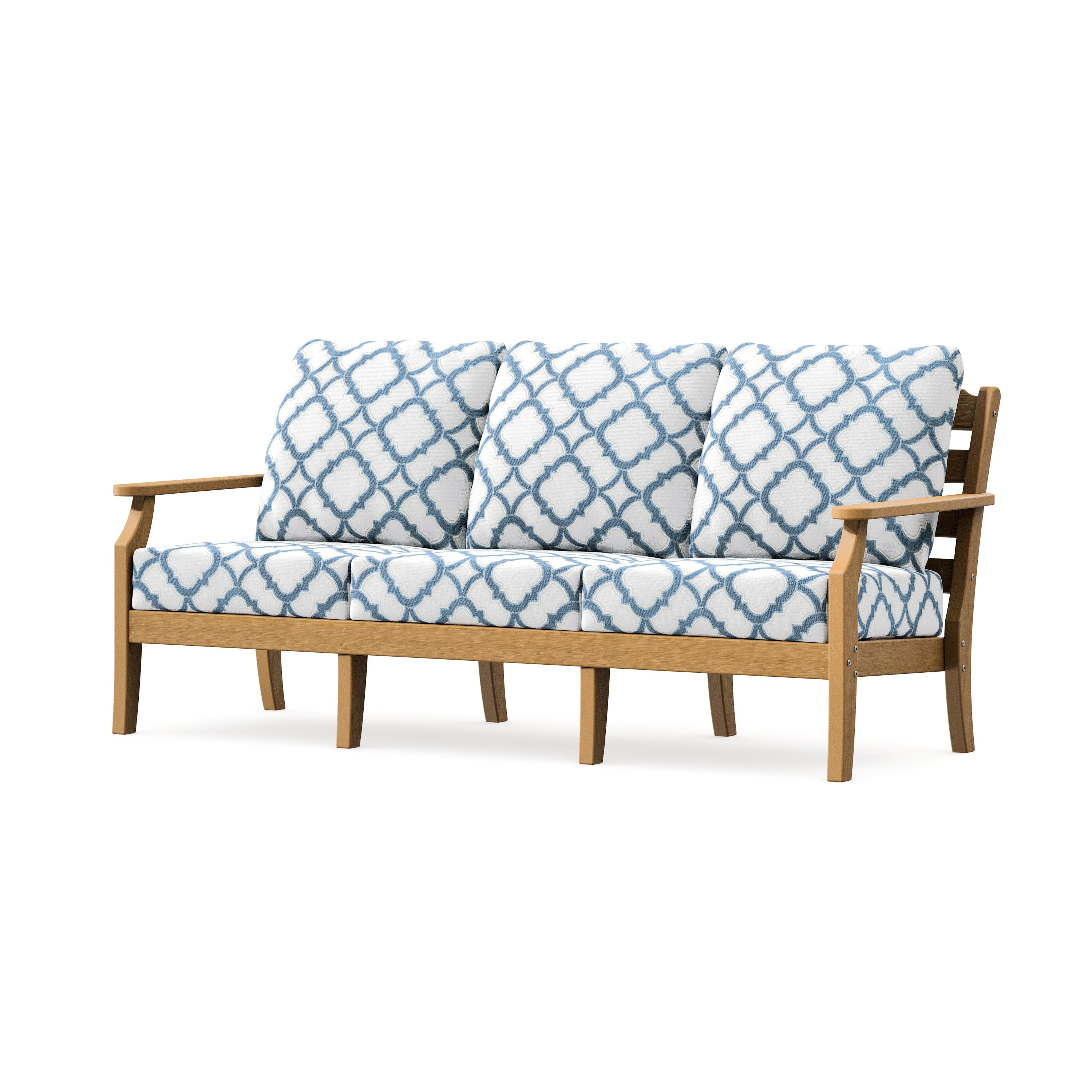Savannah Deep Seating Sofa in Natural / Trellis Sky Blue