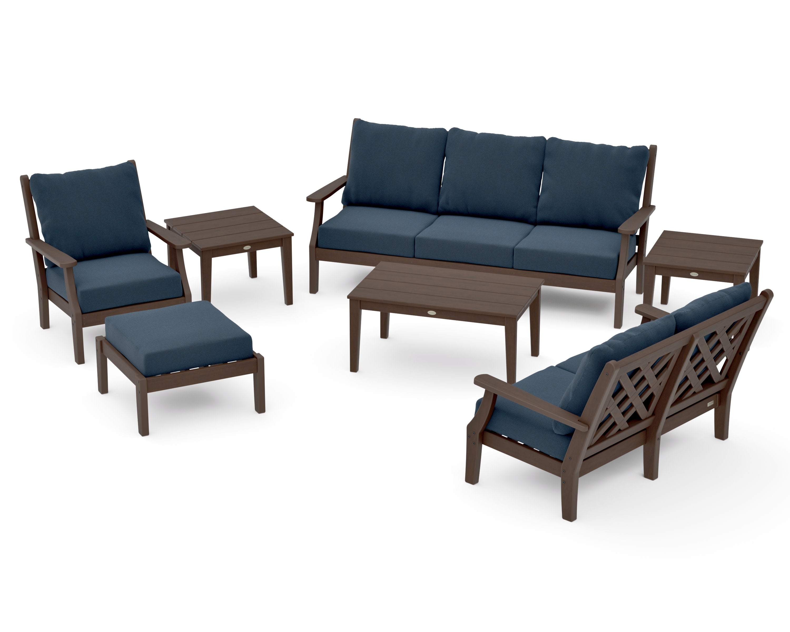 Wovendale 7-Piece Deep Seating Set in Kona / Marine Indigo