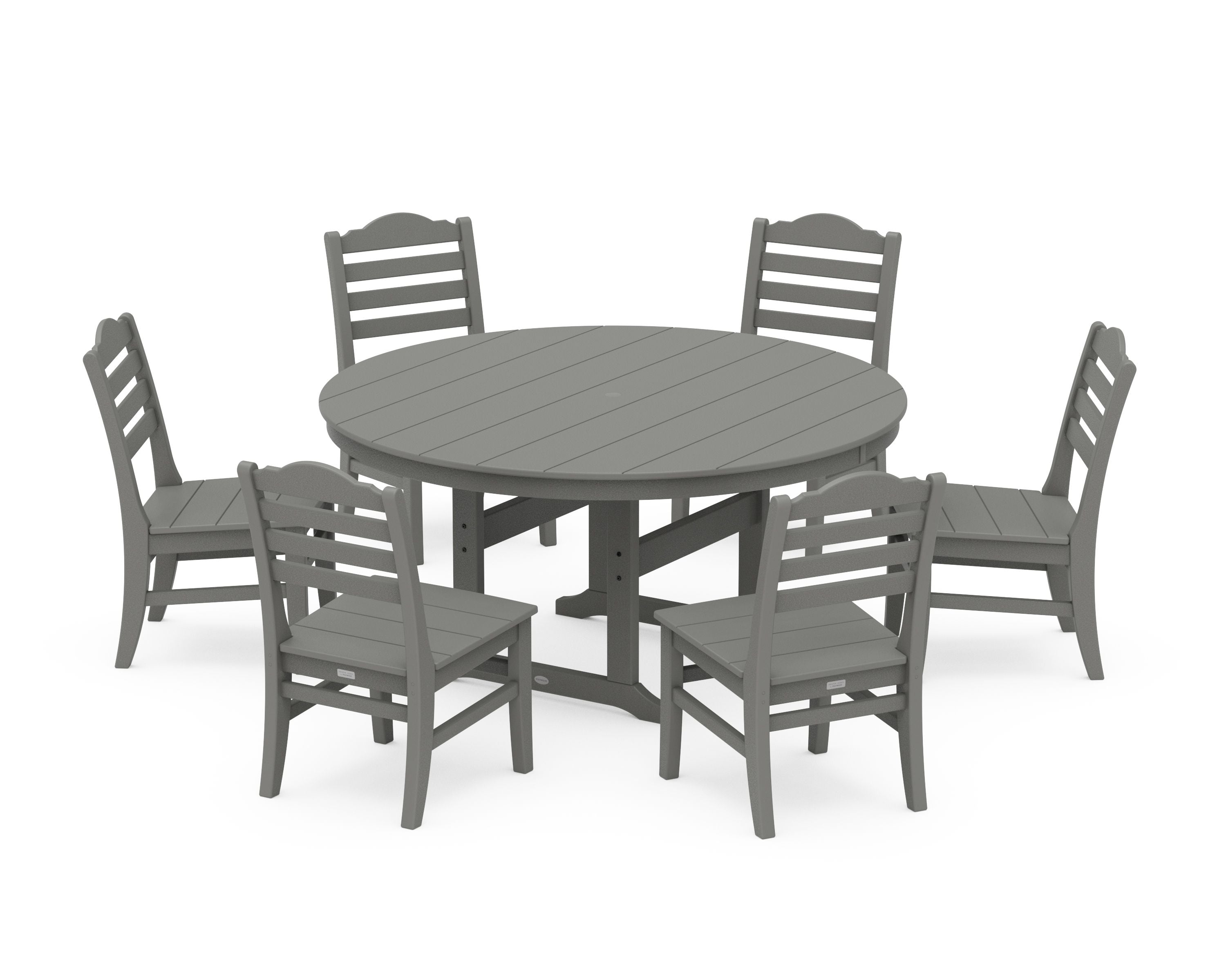 Savannah 7-Piece Side Chair Round Farmhouse Dining Set in Slate Grey