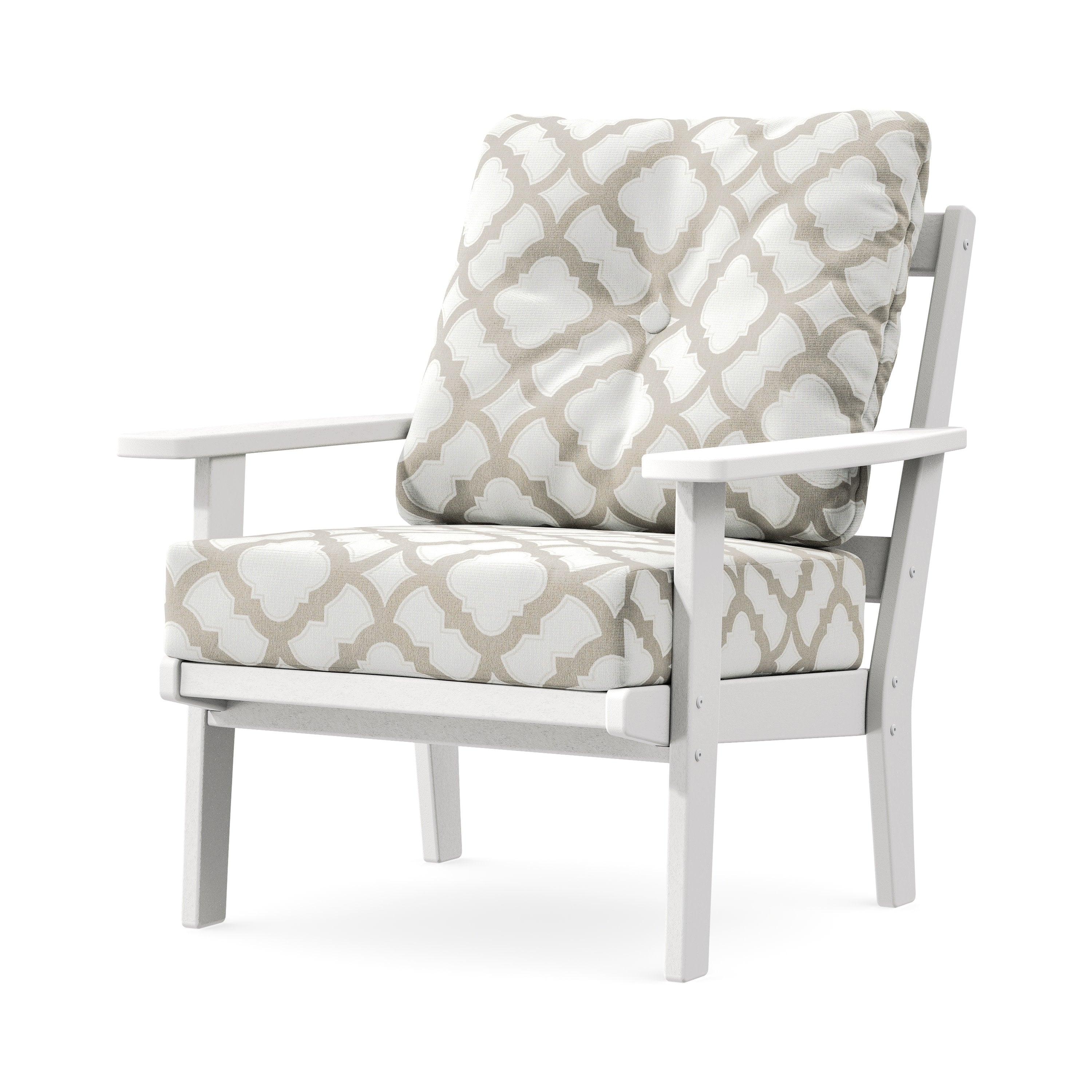 Prairie Deep Seating Chair in White / Trellis Dune Burlap
