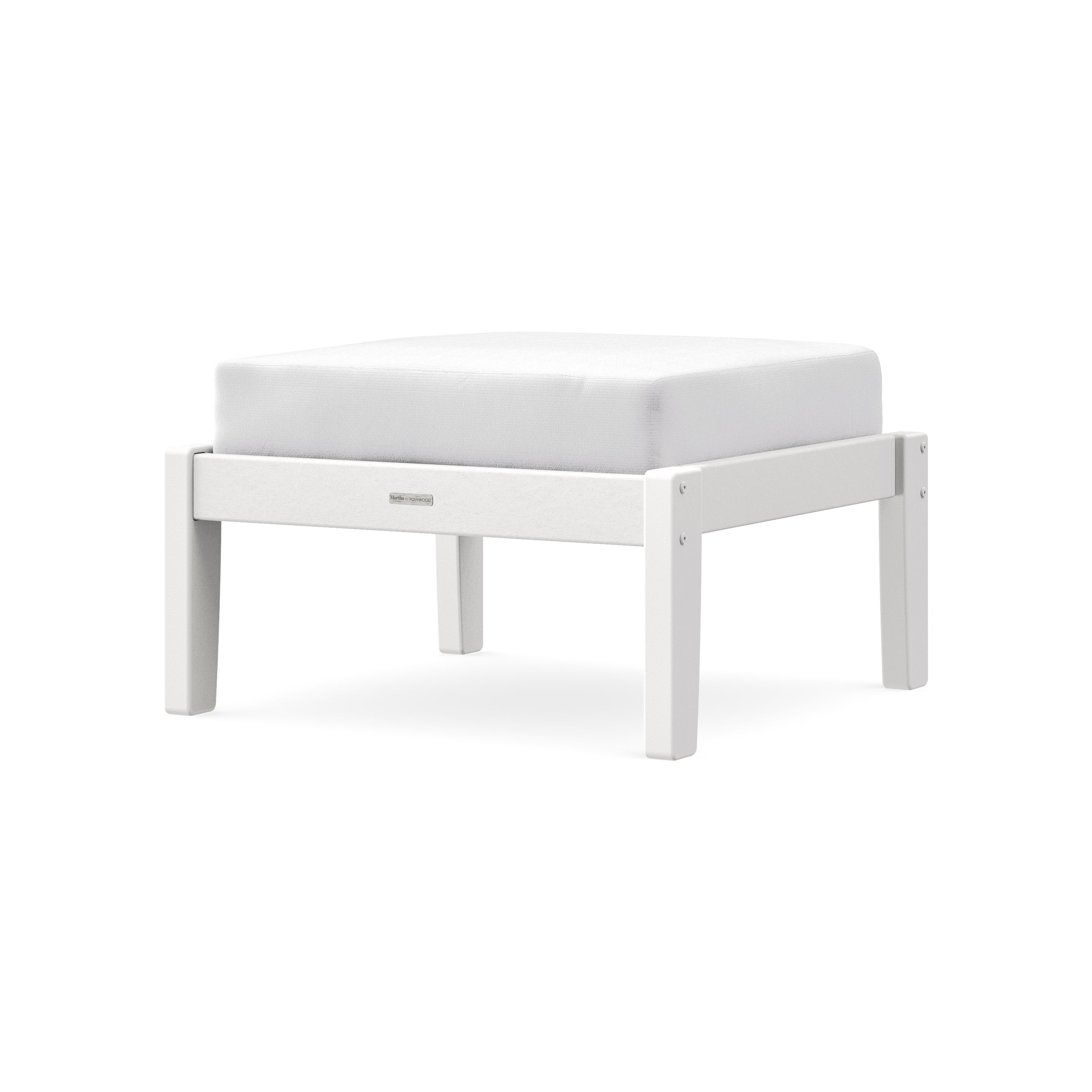 Chinoiserie Deep Seating Ottoman in White / Natural