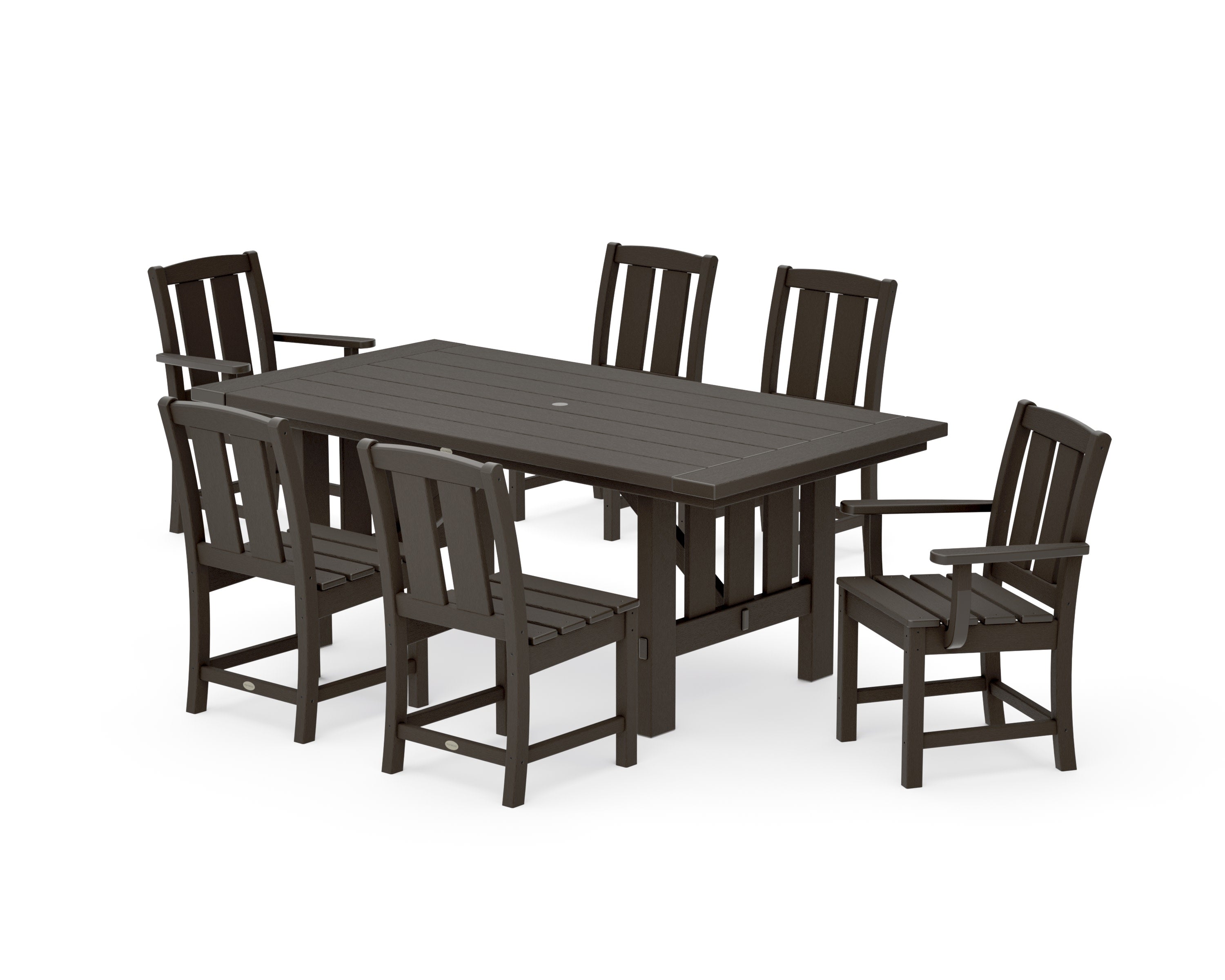 Mission 7-Piece Dining Set with Mission Table in Vintage Coffee
