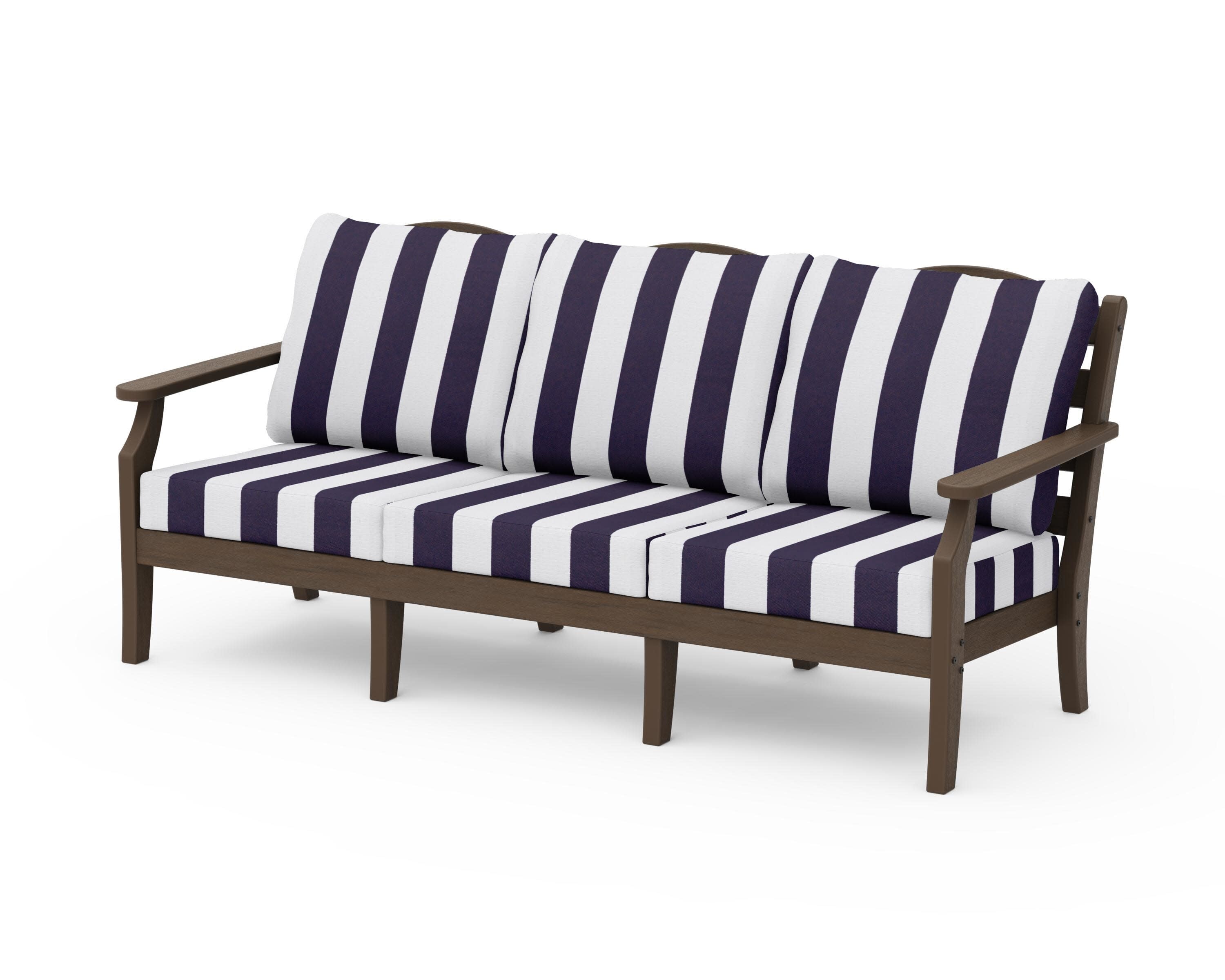 Savannah Deep Seating Sofa in Kona / Cabana Stripe Navy