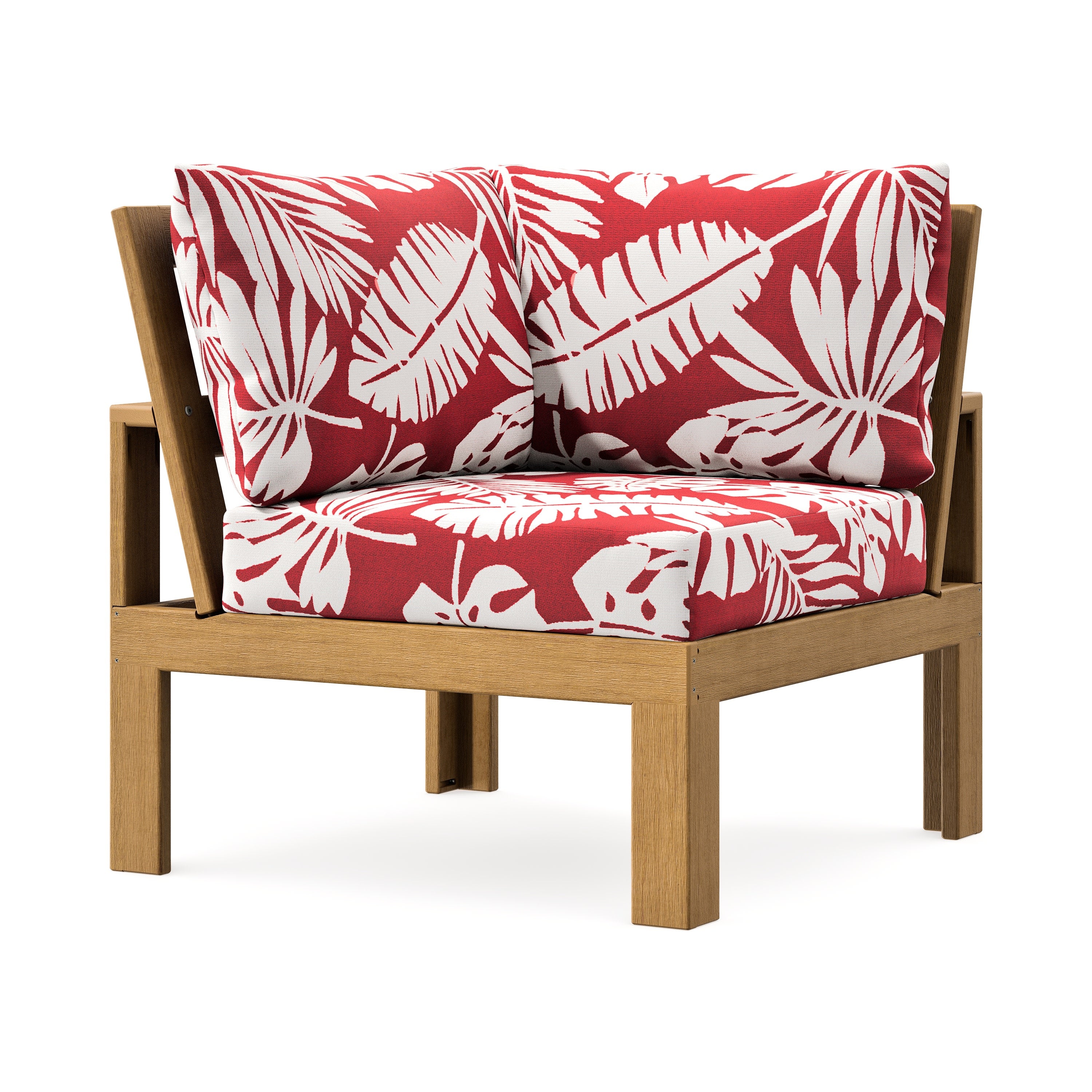 Modular Corner Chair in Natural / Leaf Crimson