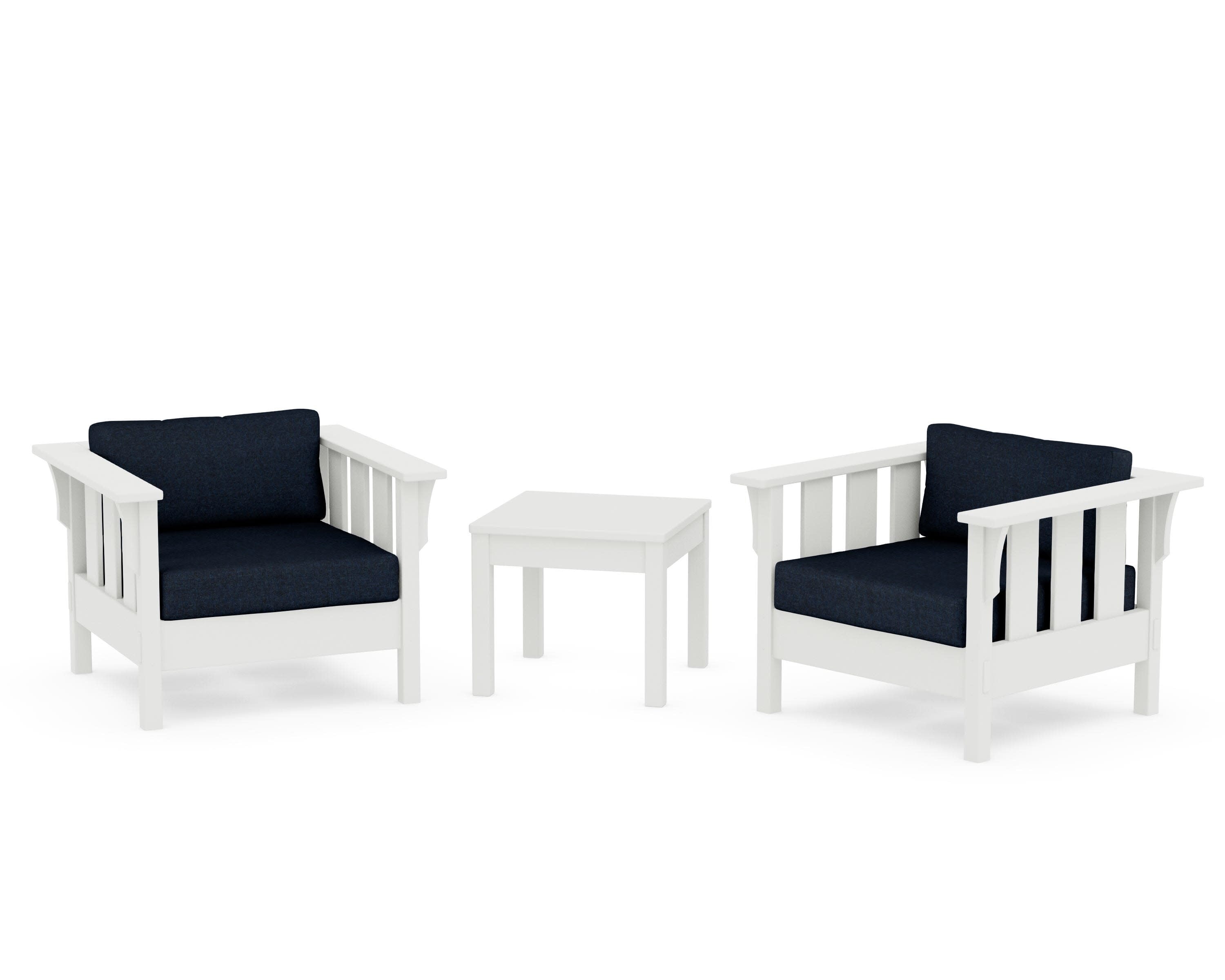 Acadia 3-Piece Deep Seating Set in Vintage White / Marine Indigo