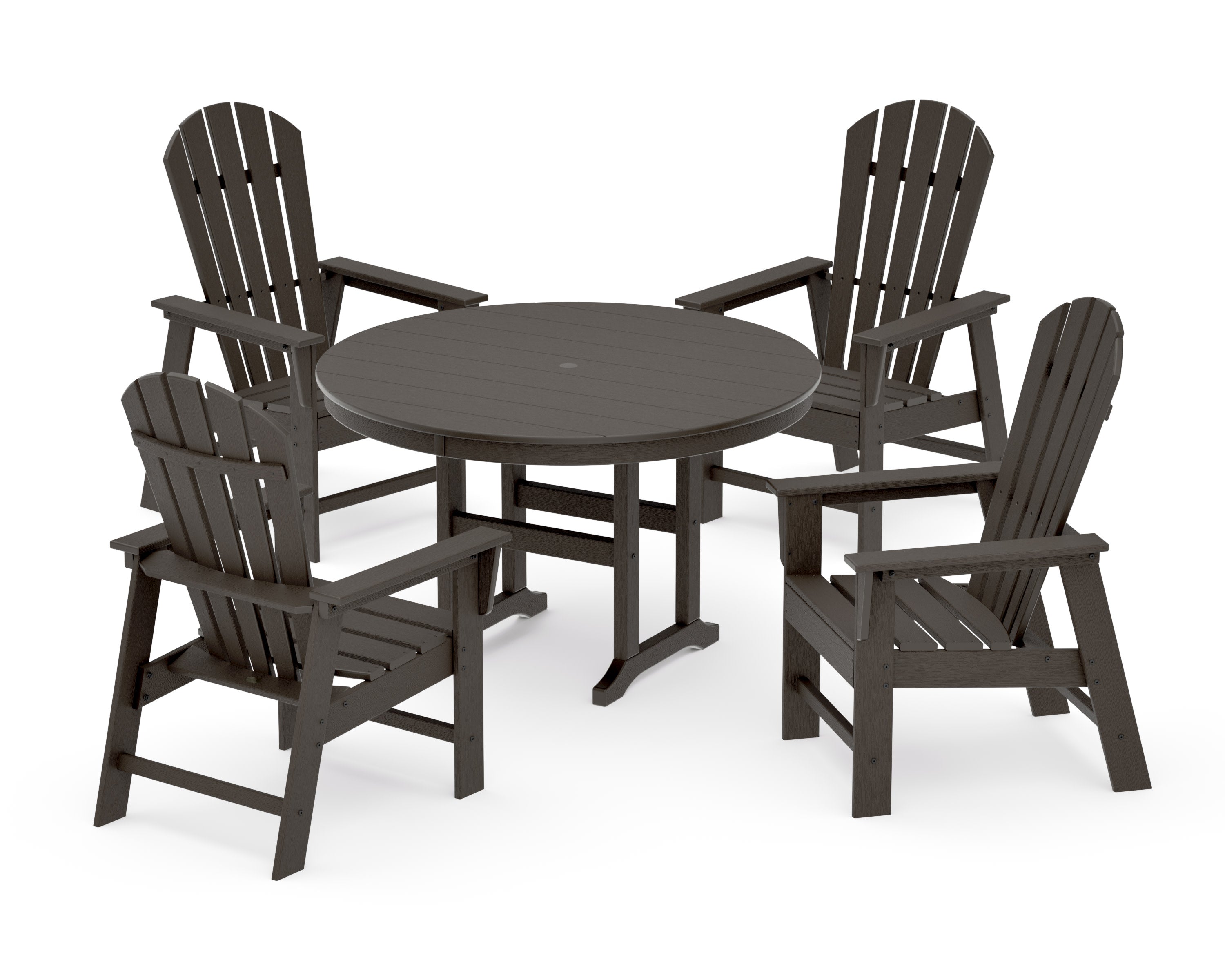 South Beach 5-Piece Round Farmhouse Dining Set in Vintage Coffee