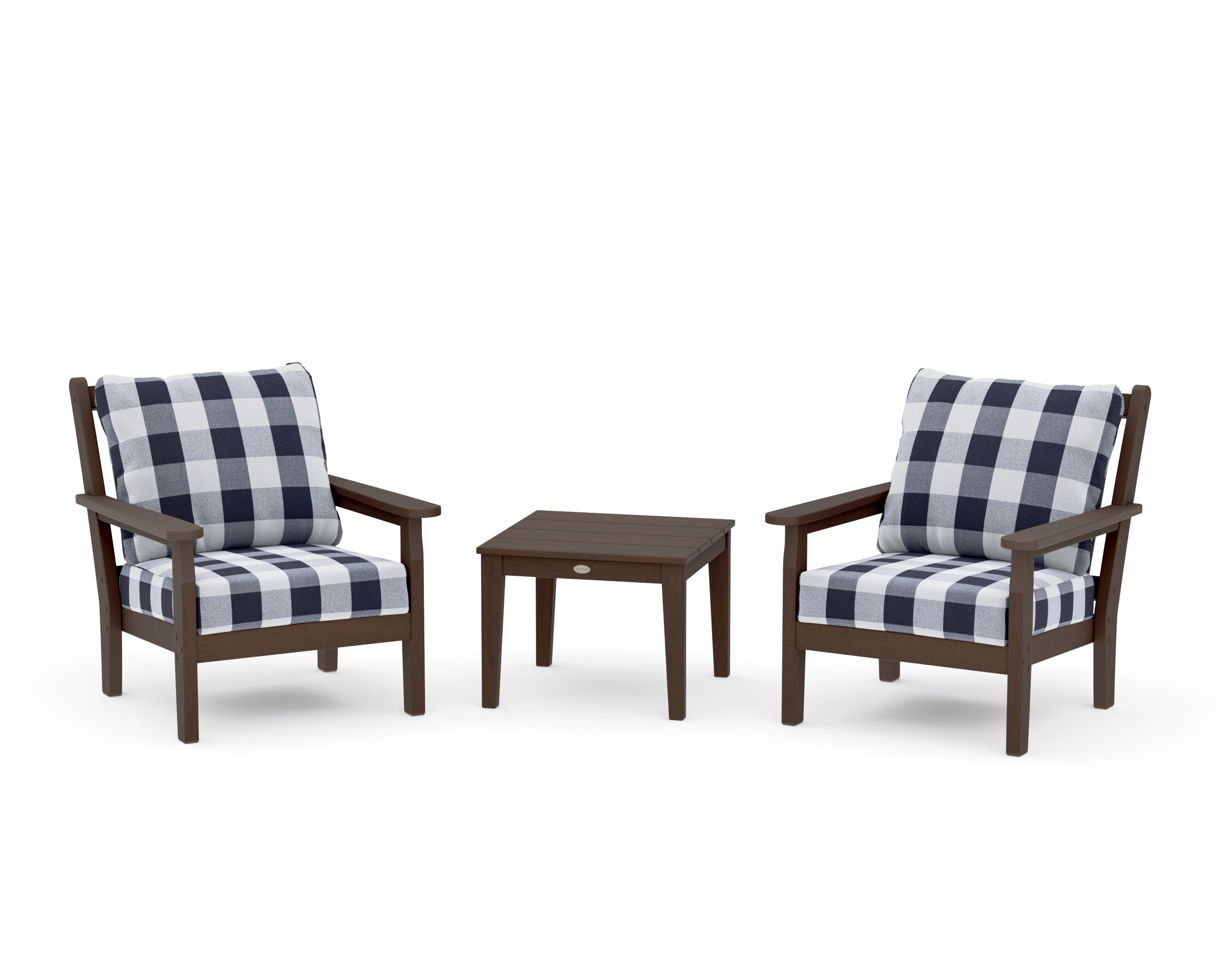 Chippendale 3-Piece Deep Seating Set in Kona / Buffalo Plaid Navy