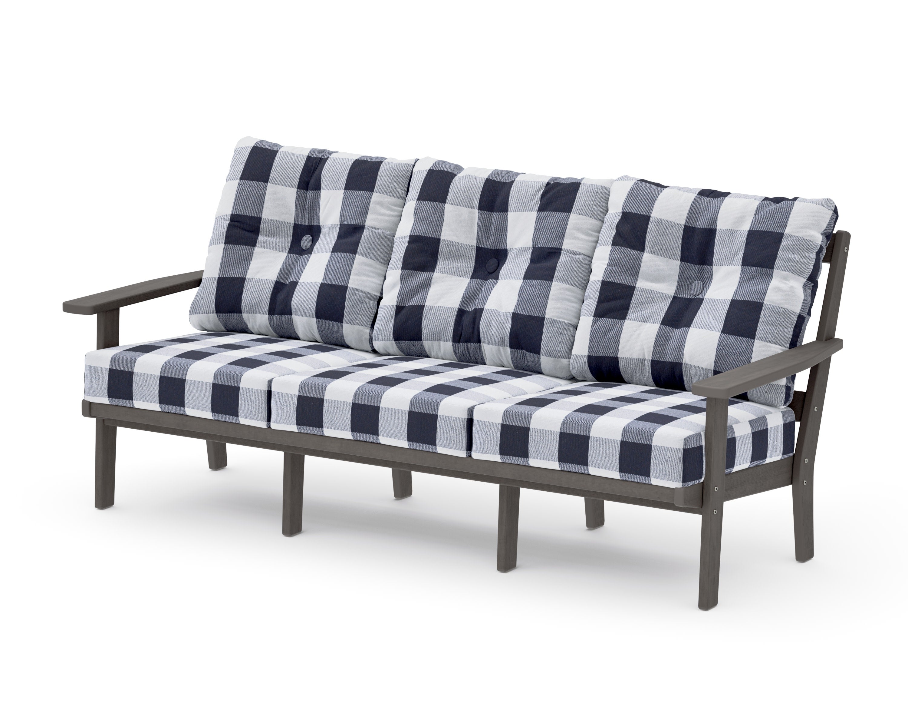 Oxford Deep Seating Sofa in Driftwood / Buffalo Plaid Navy