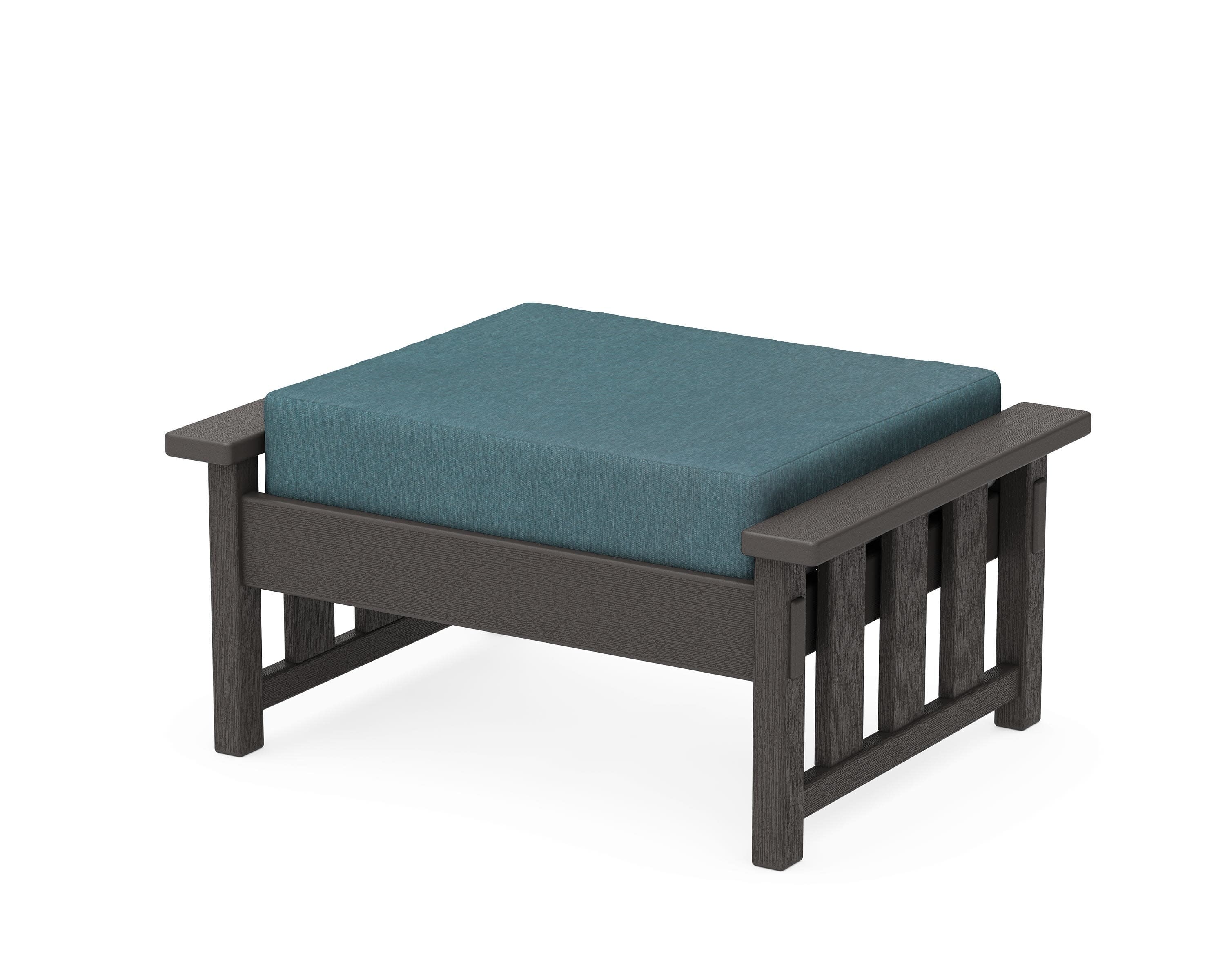 Acadia Deep Seating Ottoman in Vintage Coffee / Ocean Teal
