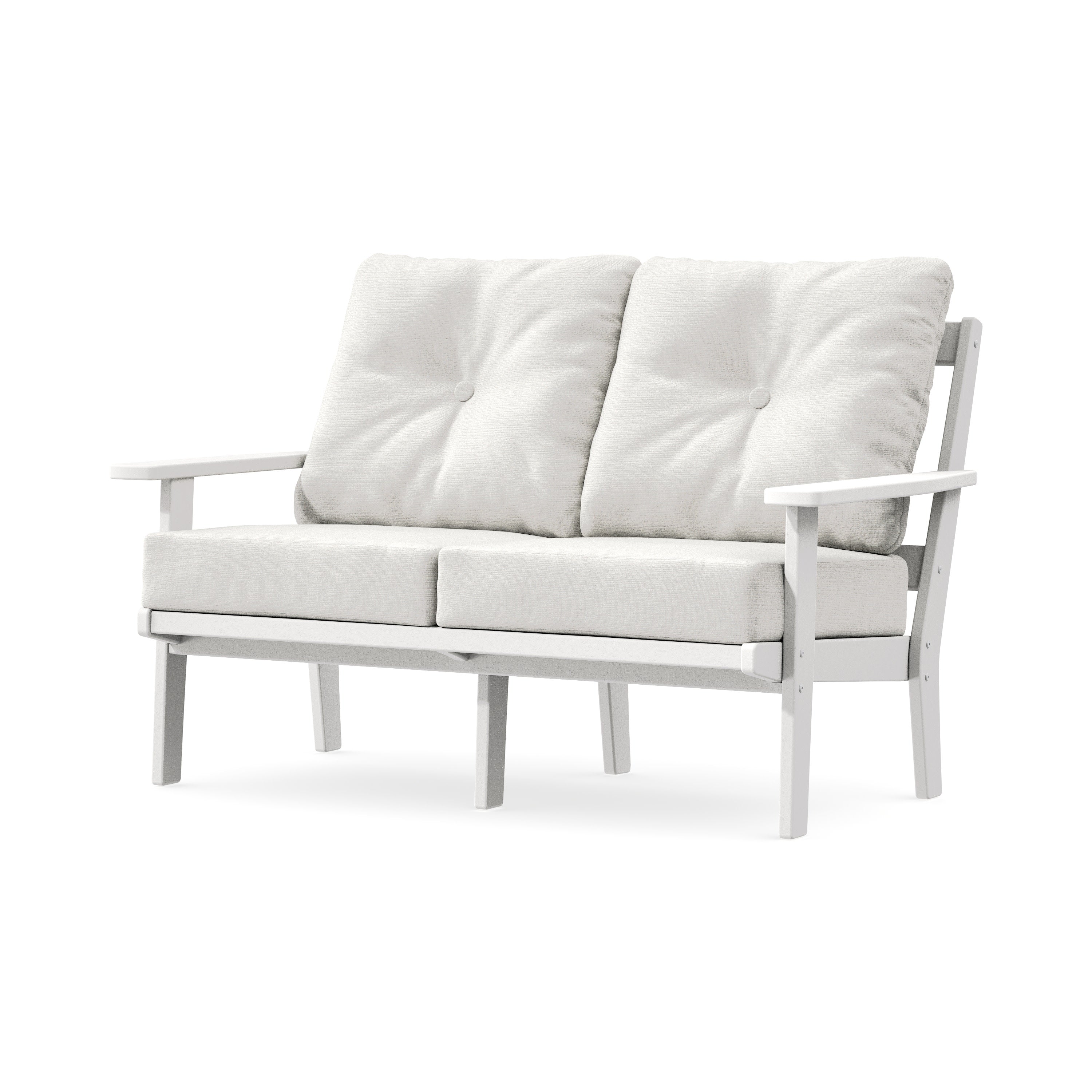 Oxford Deep SeatingLoveseat in White / Natural Linen