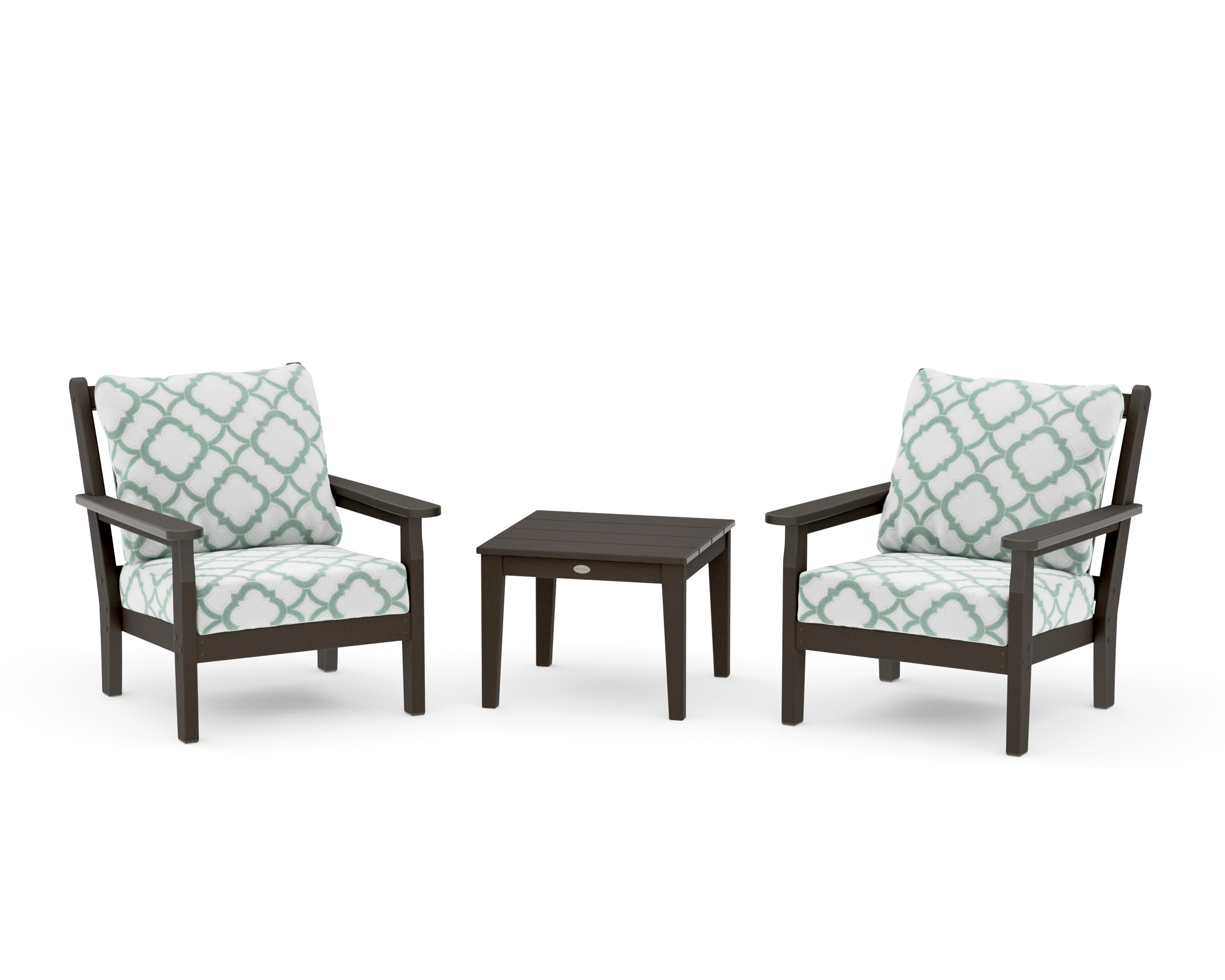 Chippendale 3-Piece Deep Seating Set in Vintage Coffee / Trellis Glacier Spa