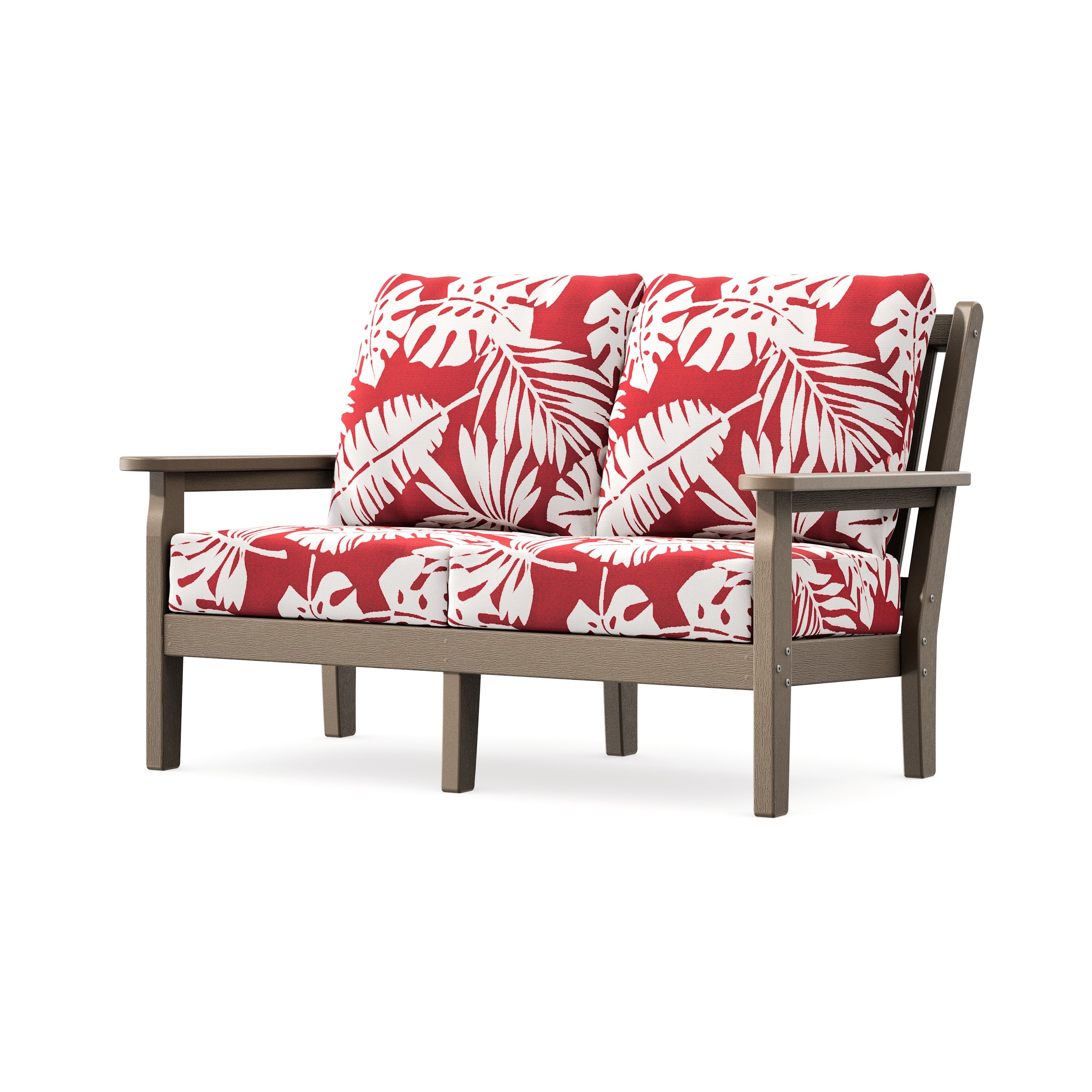 Chippendale Deep Seating Loveseat in Vintage Sahara / Leaf Crimson